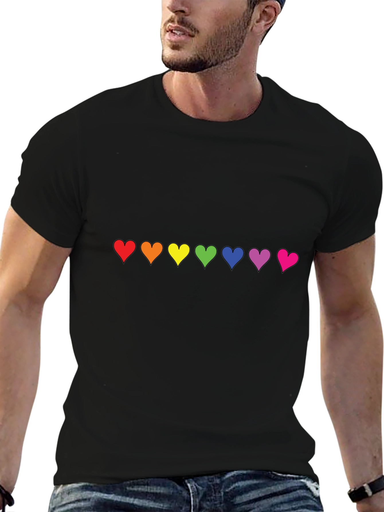 Pride Hearts Black T-Shirt - Unisex LGBT Love