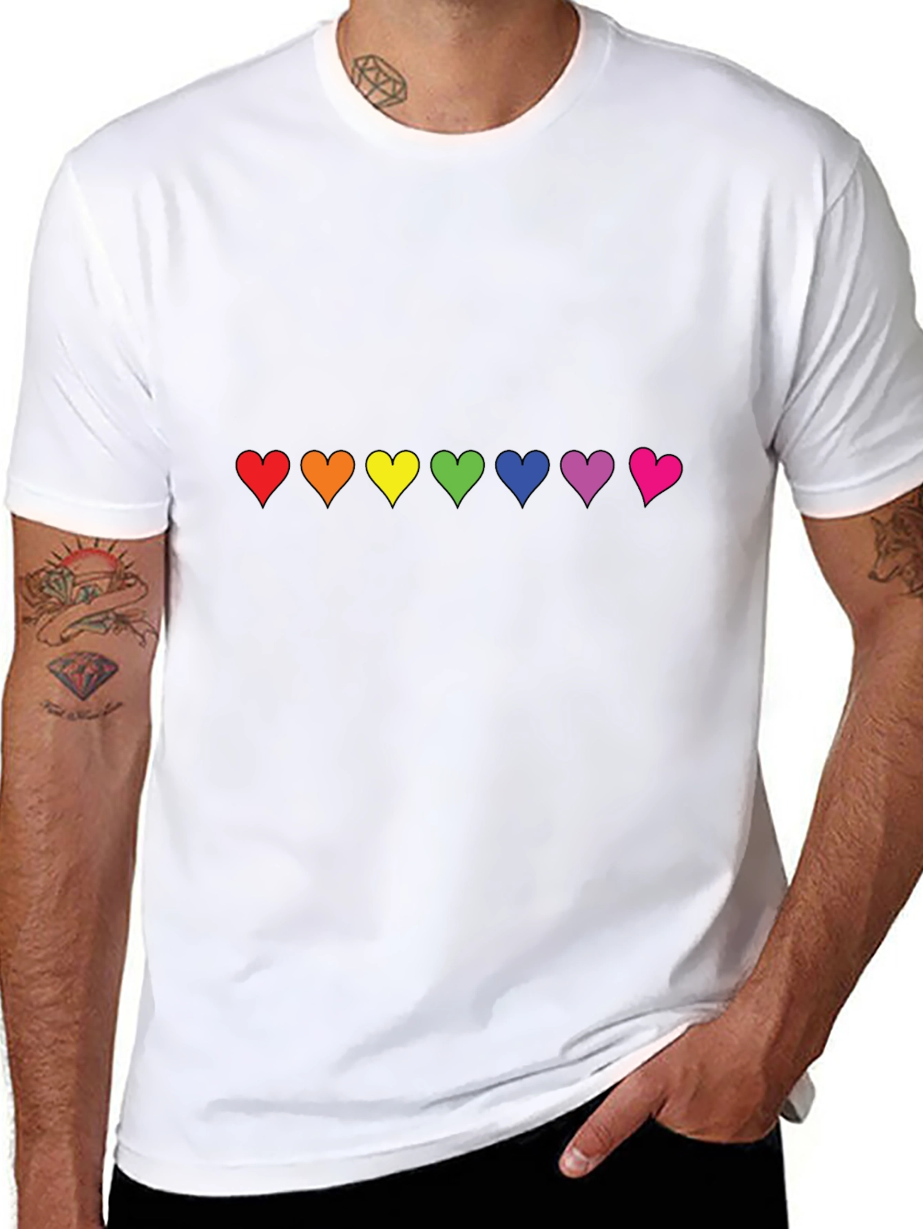 Pride Hearts Black T-Shirt - Unisex LGBT Love