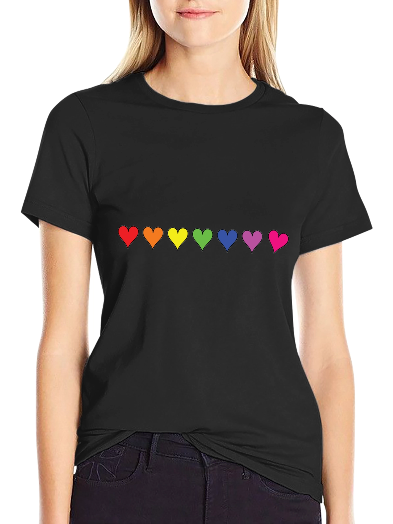 Pride Hearts Black T-Shirt - Unisex LGBT Love