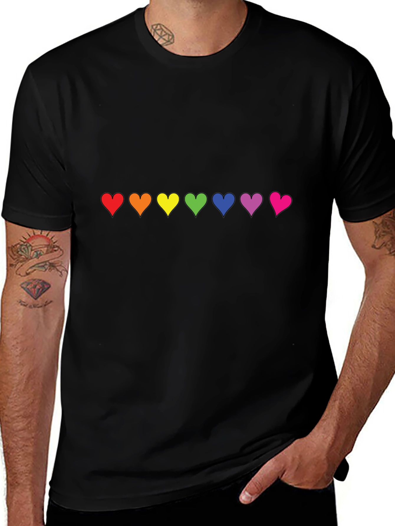 Pride Hearts Black T-Shirt - Unisex LGBT Love