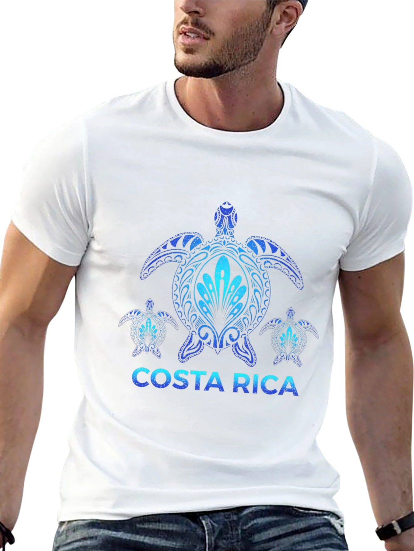 Costa Rica Turtle Tee - Black Cotton Graphic T-Shirt