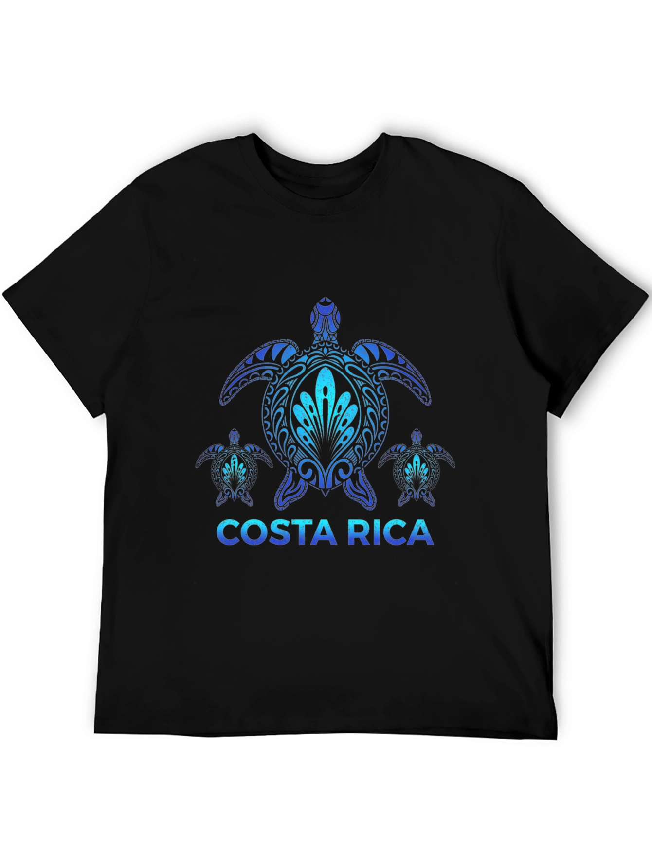 Costa Rica Turtle Tee - Black Cotton Graphic T-Shirt