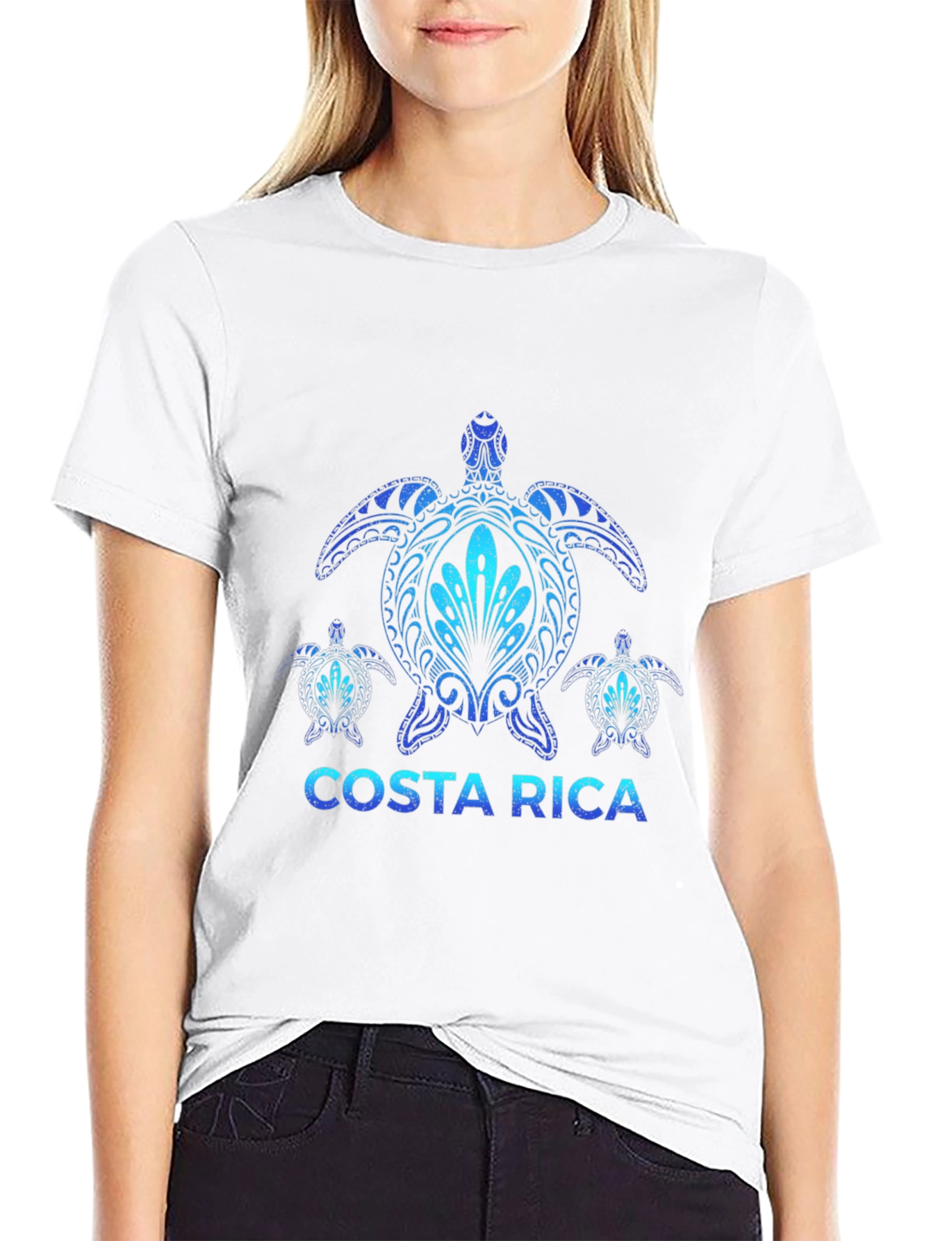 Costa Rica Turtle Tee - Black Cotton Graphic T-Shirt