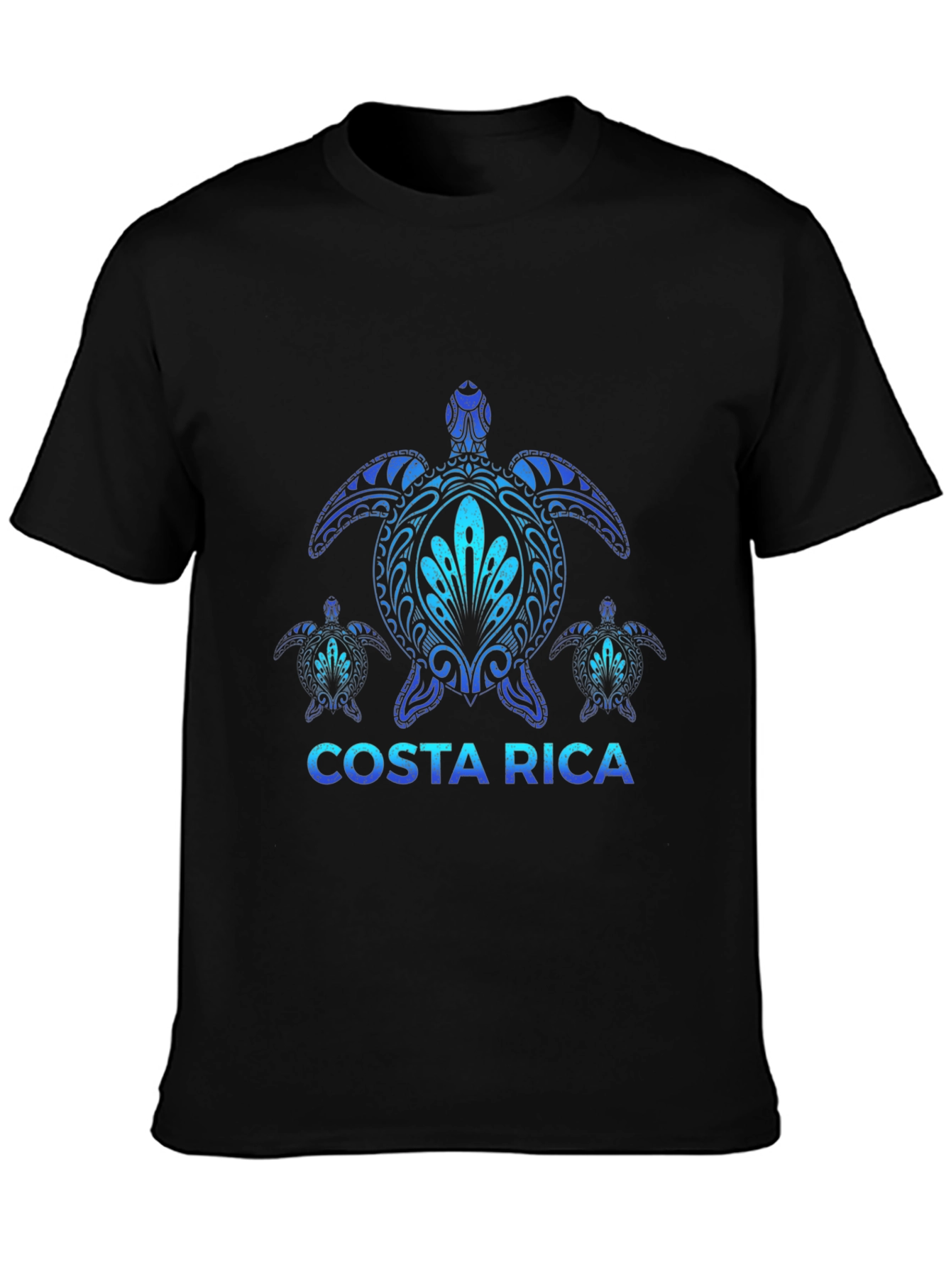 Costa Rica Turtle Tee - Black Cotton Graphic T-Shirt