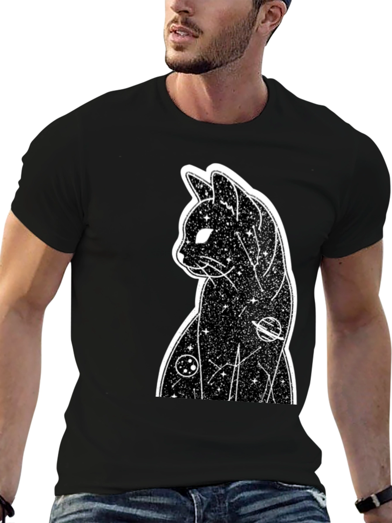 Cosmic Cat T-Shirt - Black
