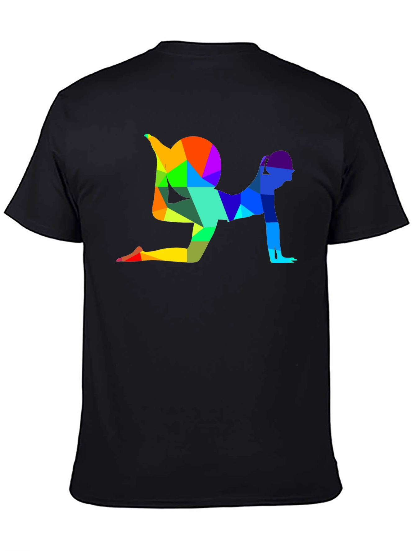 Geometric Yoga Pose Graphic T-Shirt - Unisex Black Tee