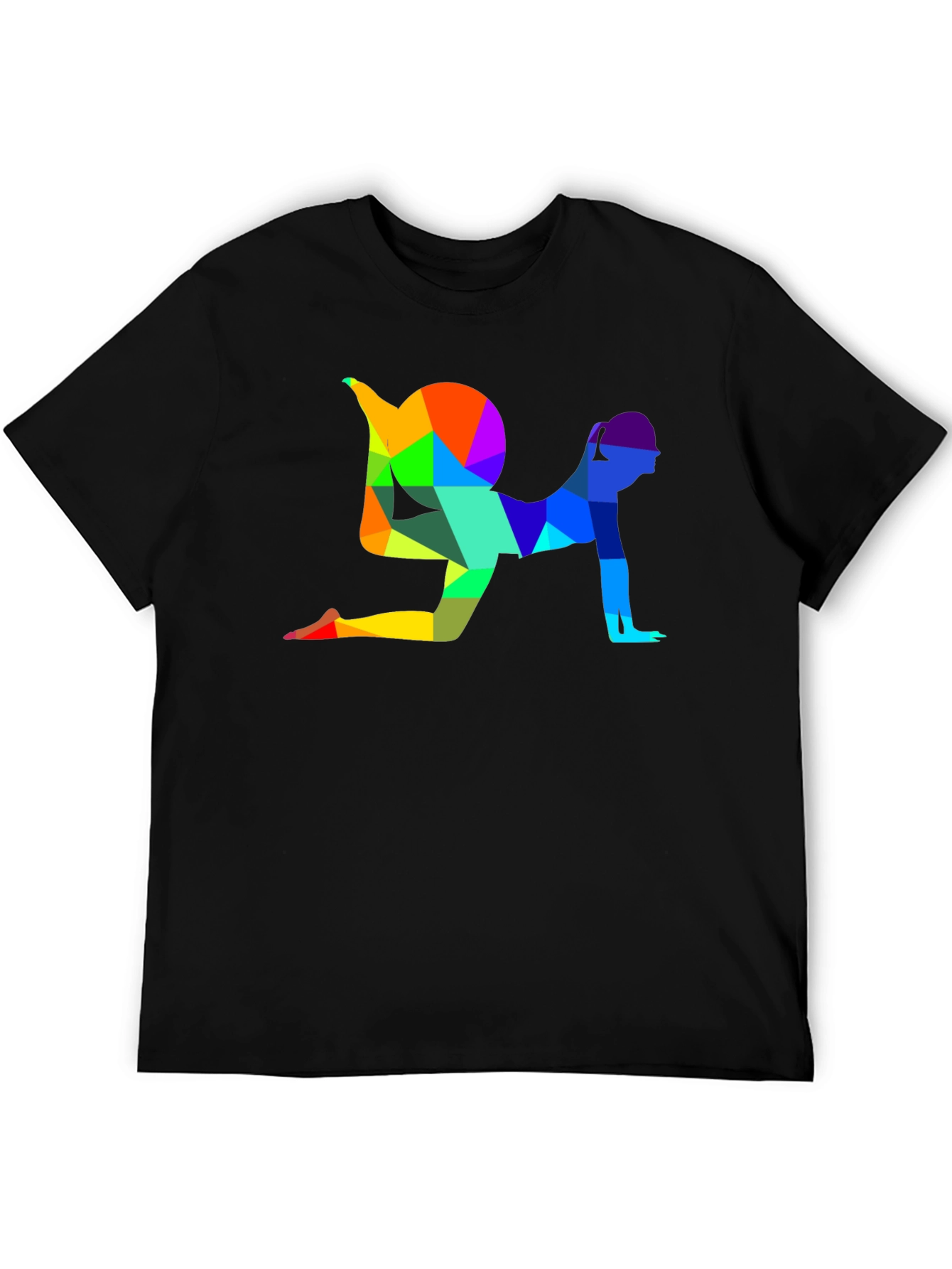 Geometric Yoga Pose Graphic T-Shirt - Unisex Black Tee