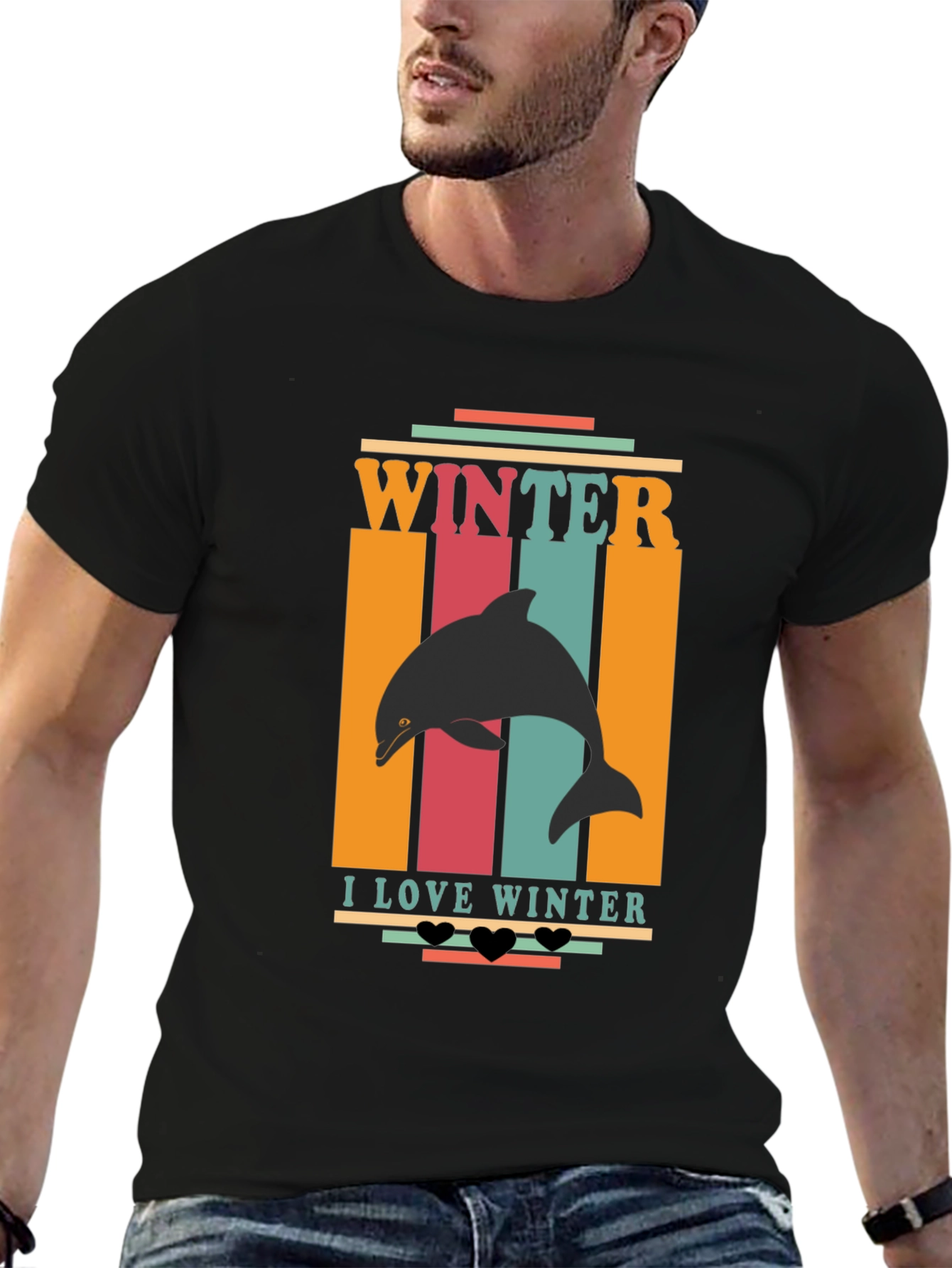 Winter Dolphin Graphic Tee - I Love Winter