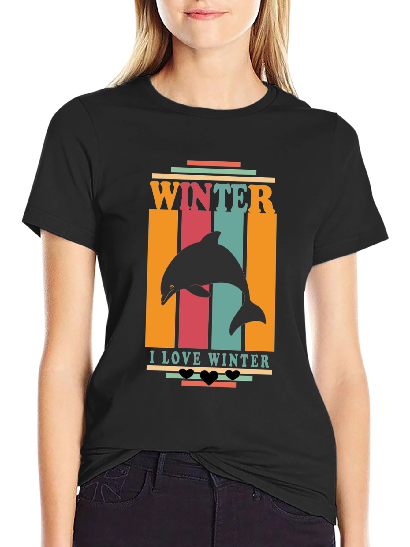 Winter Dolphin Graphic Tee - I Love Winter
