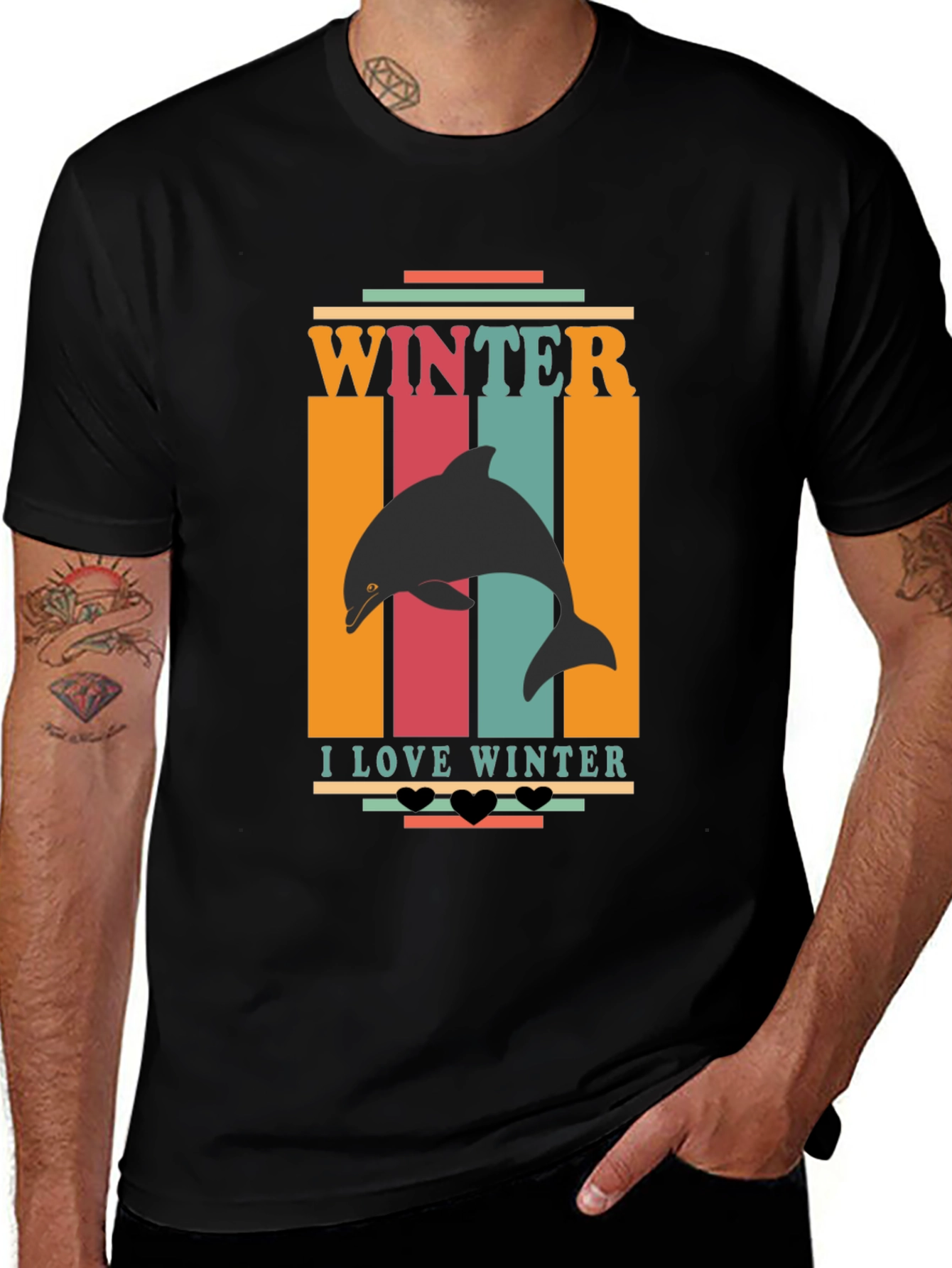 Winter Dolphin Graphic Tee - I Love Winter