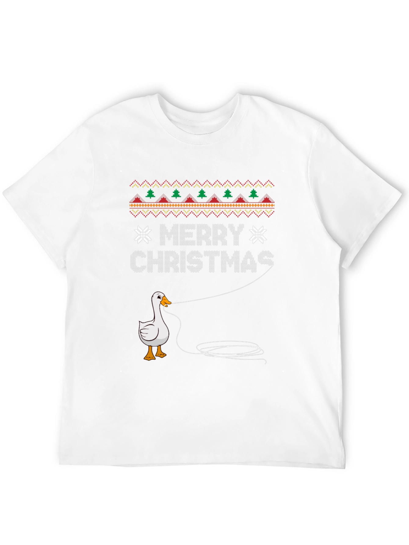 Funny Goose Fishing Ugly Christmas Sweater T-Shirt