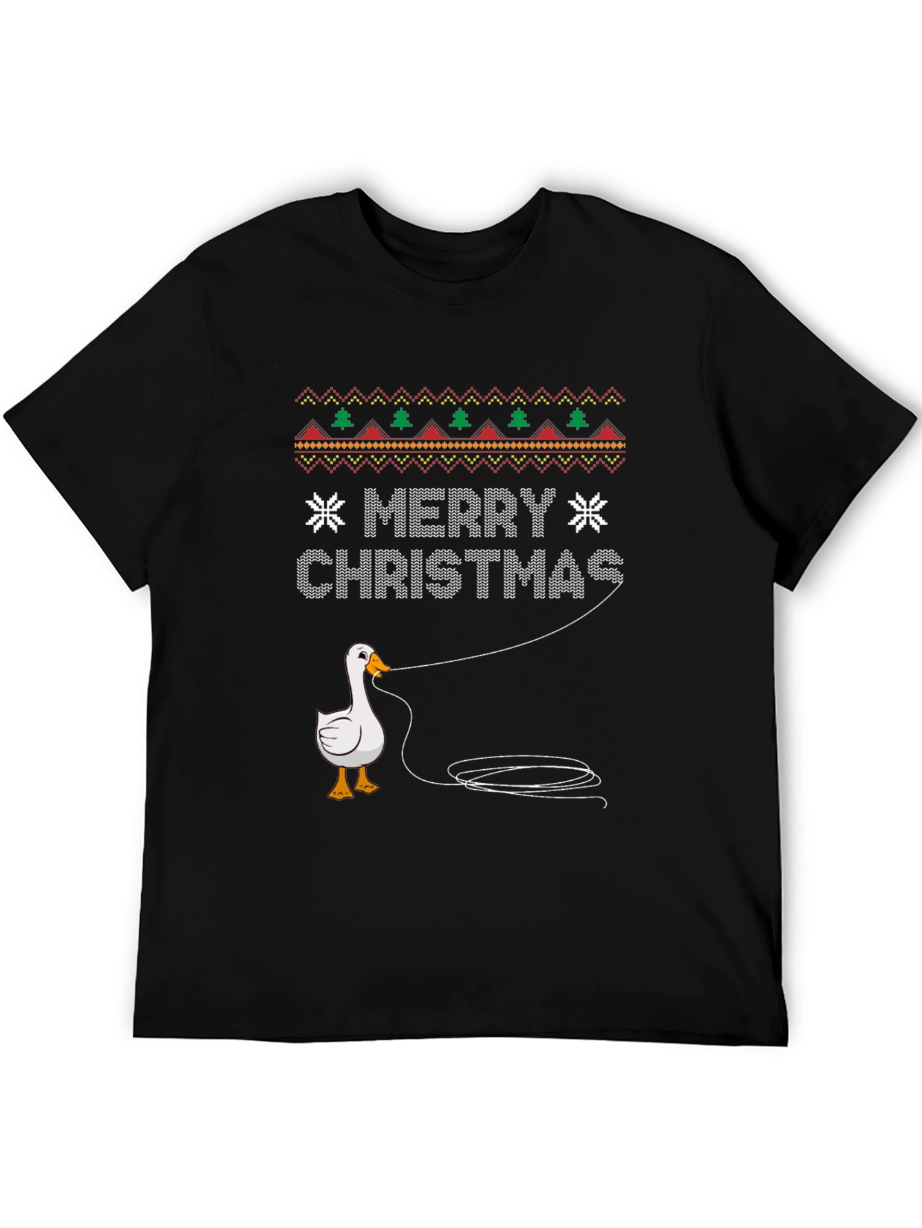 Funny Goose Fishing Ugly Christmas Sweater T-Shirt