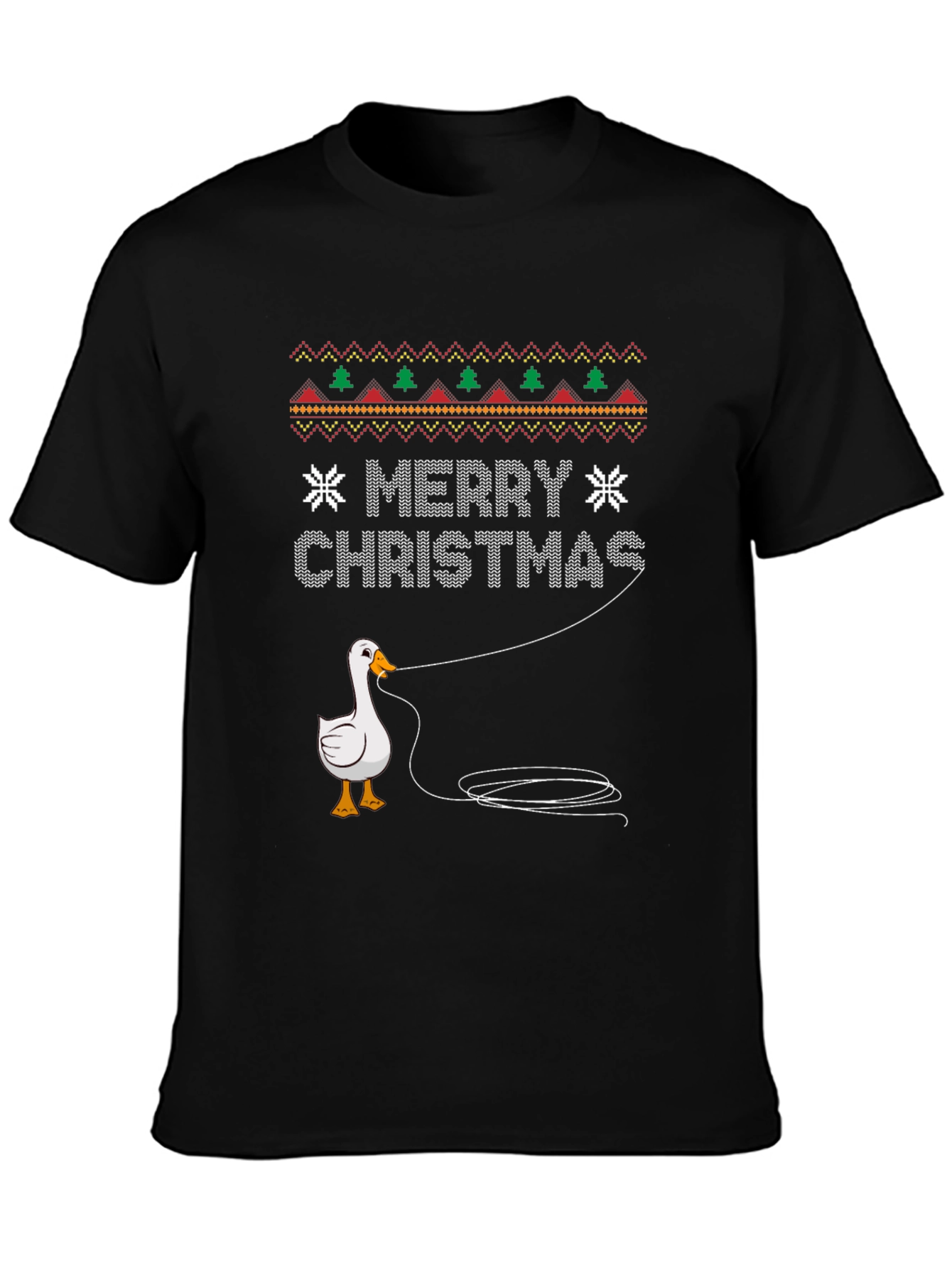 Funny Goose Fishing Ugly Christmas Sweater T-Shirt
