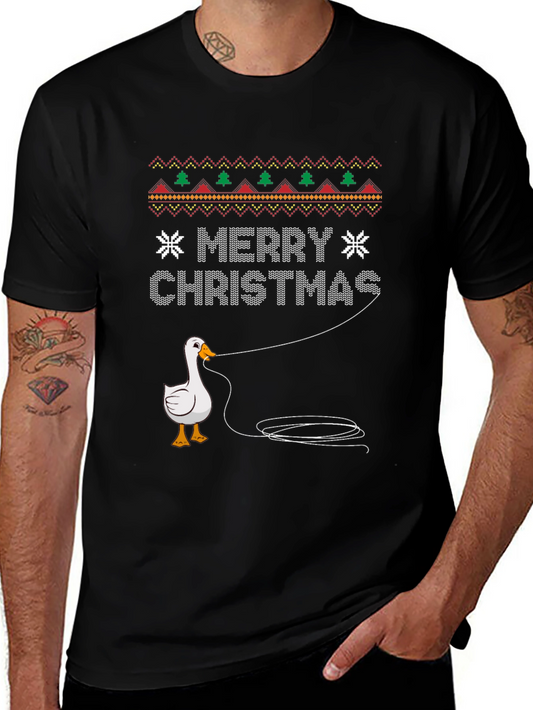 Funny Goose Fishing Ugly Christmas Sweater T-Shirt
