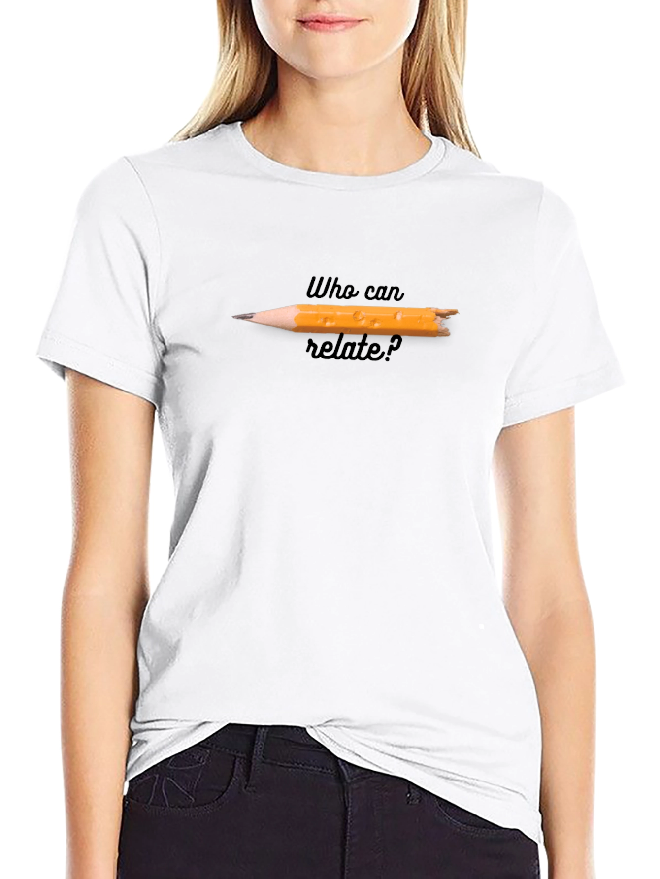 Relatable Bitten Pencil Graphic Tee - Black
