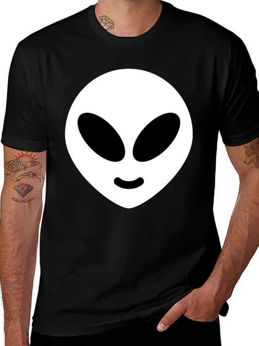 Alien Head Graphic Tee - Black Cotton Blend