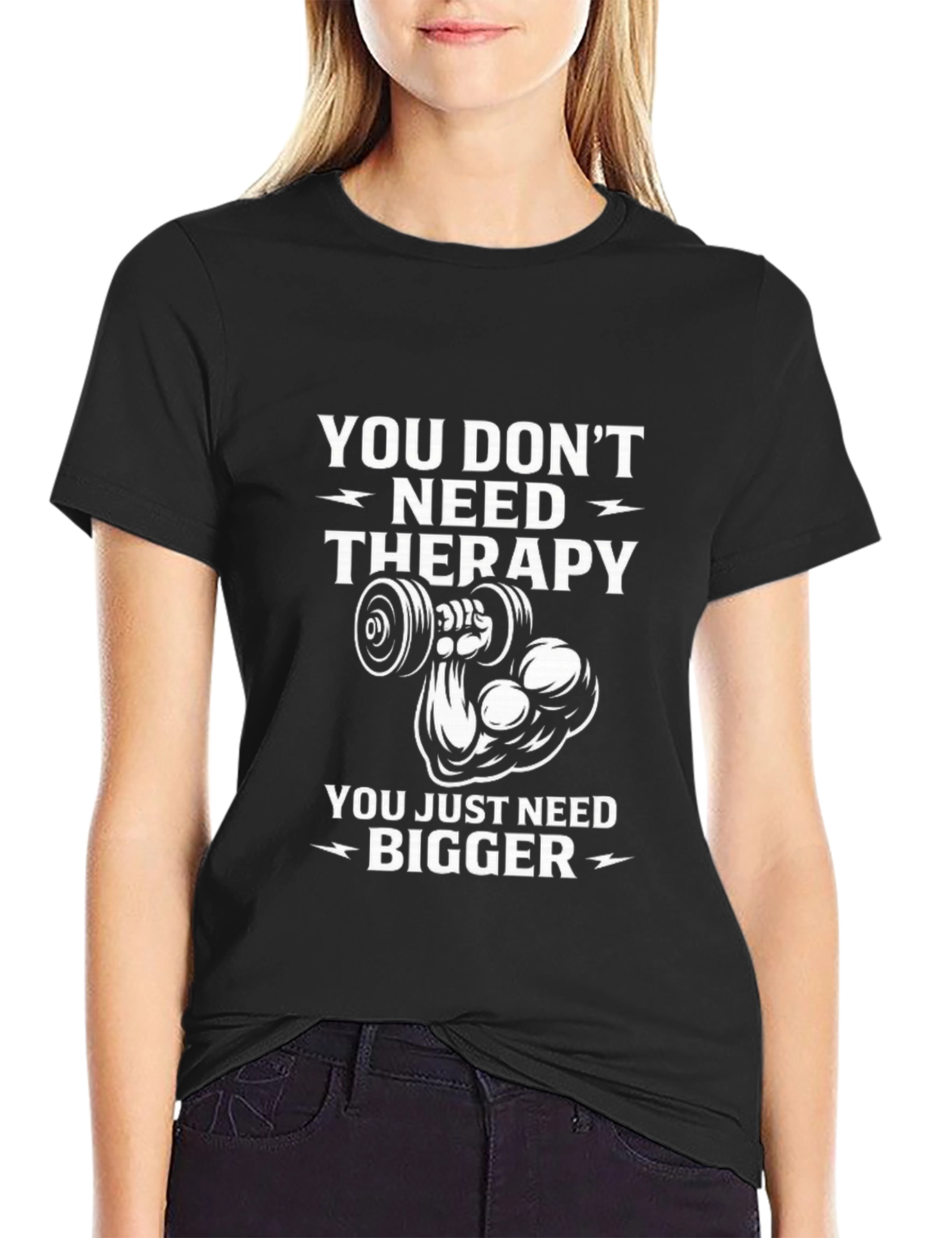 Therapy? No! Bigger Gains Mens Black T-Shirt