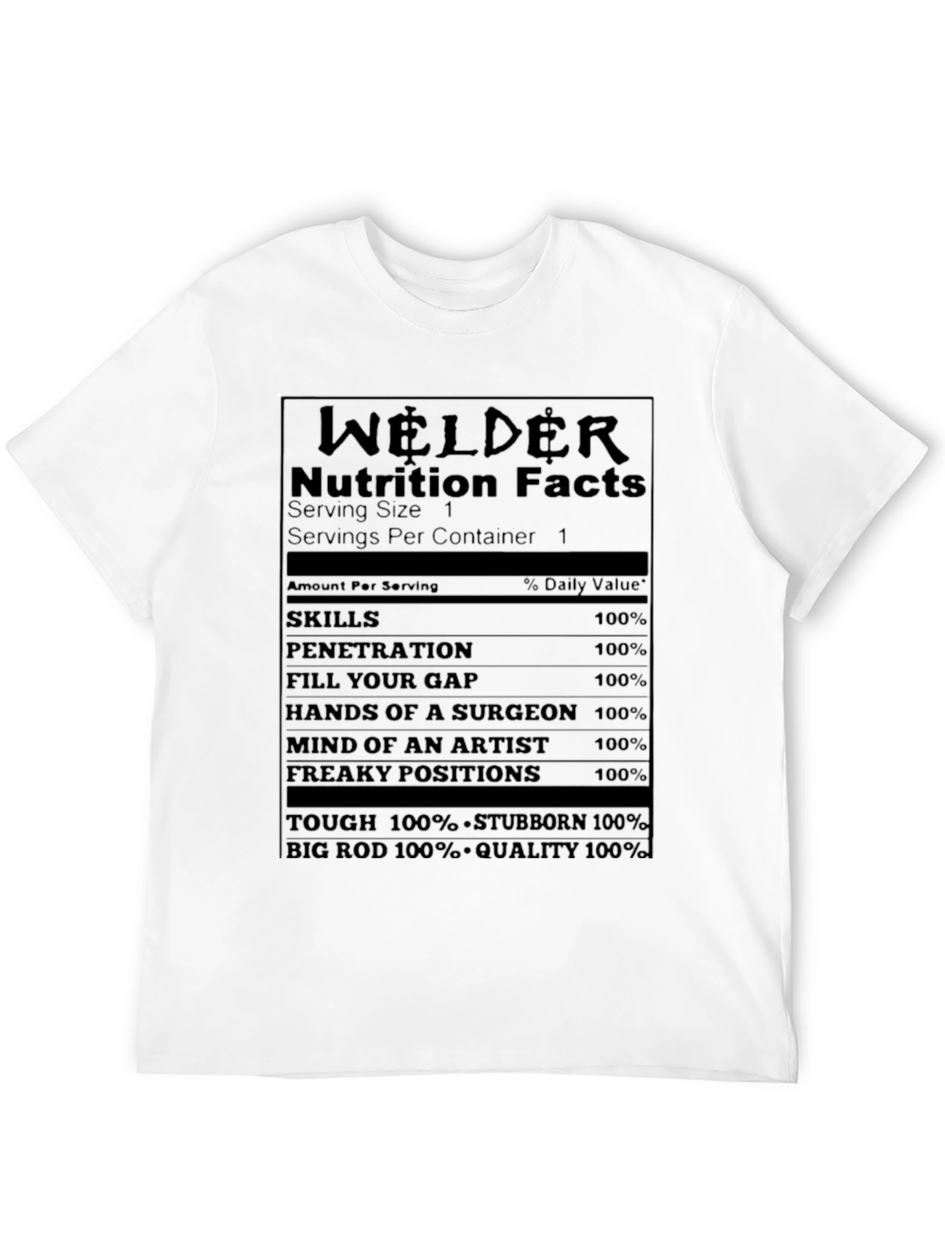 Welder Nutrition Facts Black T-Shirt