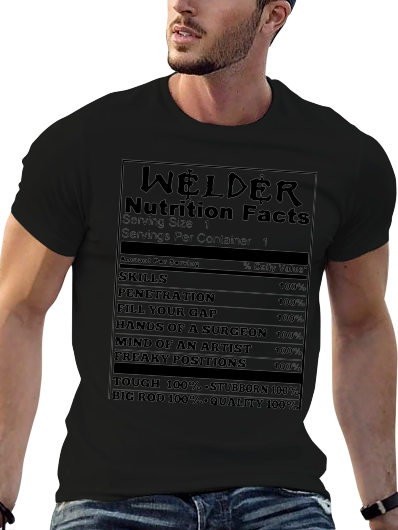 Welder Nutrition Facts Black T-Shirt