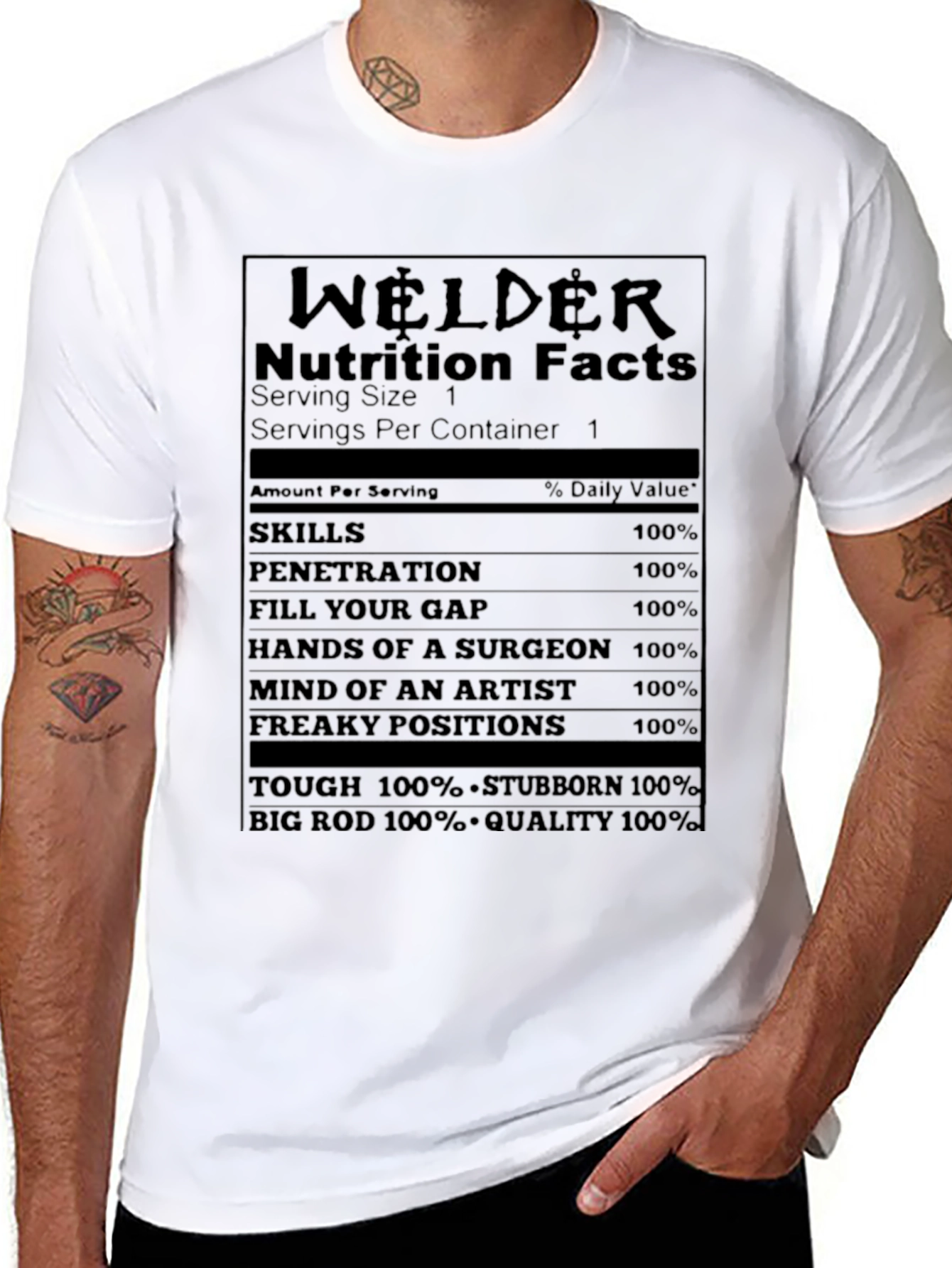 Welder Nutrition Facts Black T-Shirt