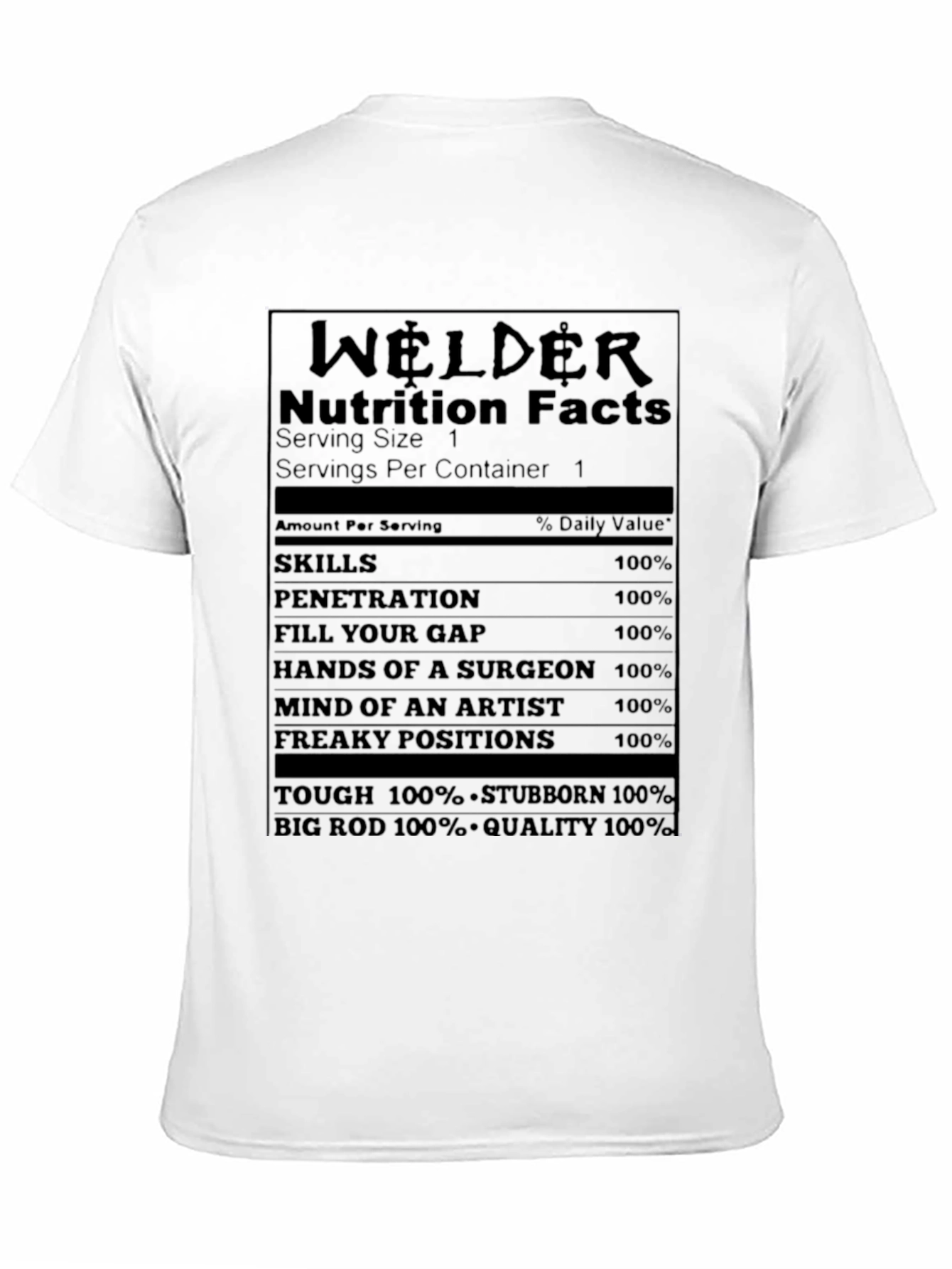 Welder Nutrition Facts Black T-Shirt