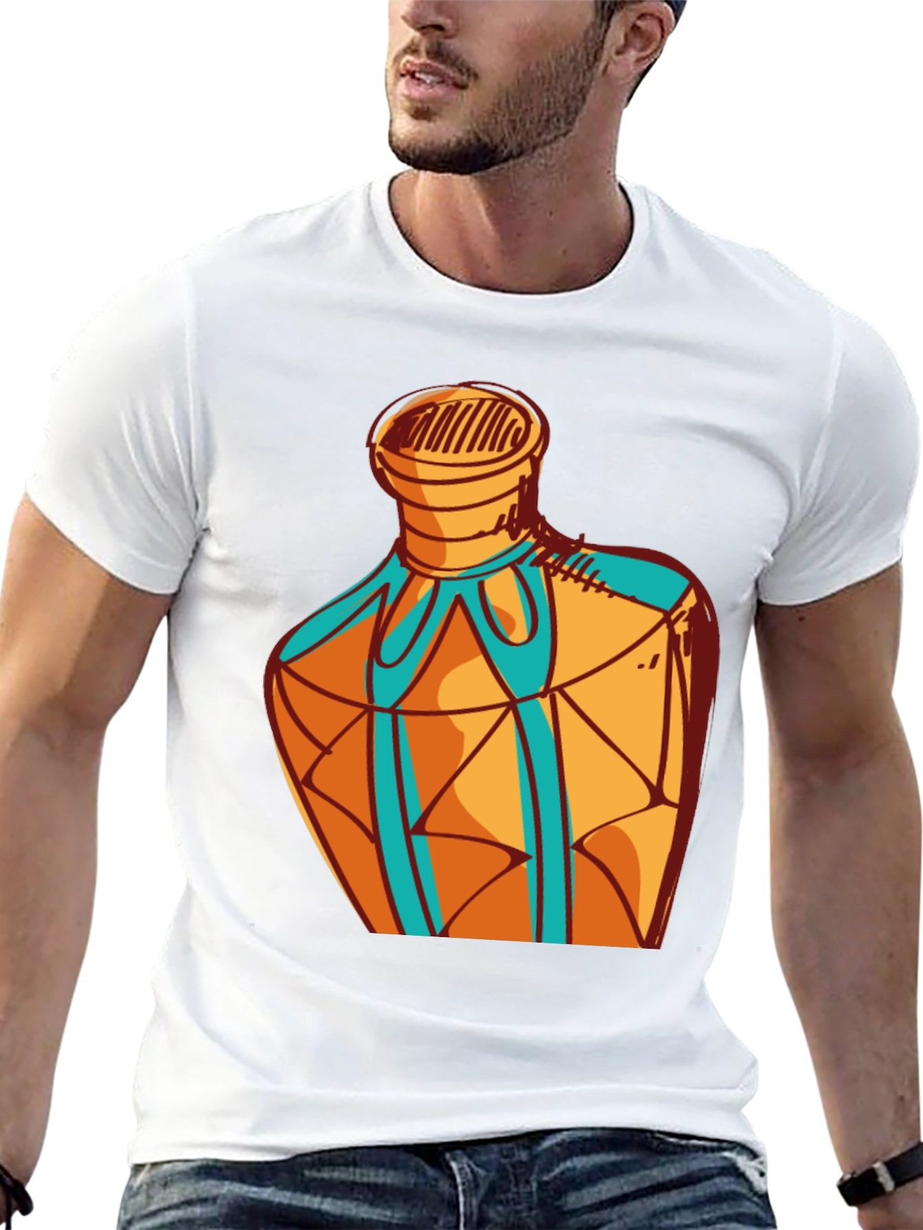 Geometric Bottle Design Graphic Tee