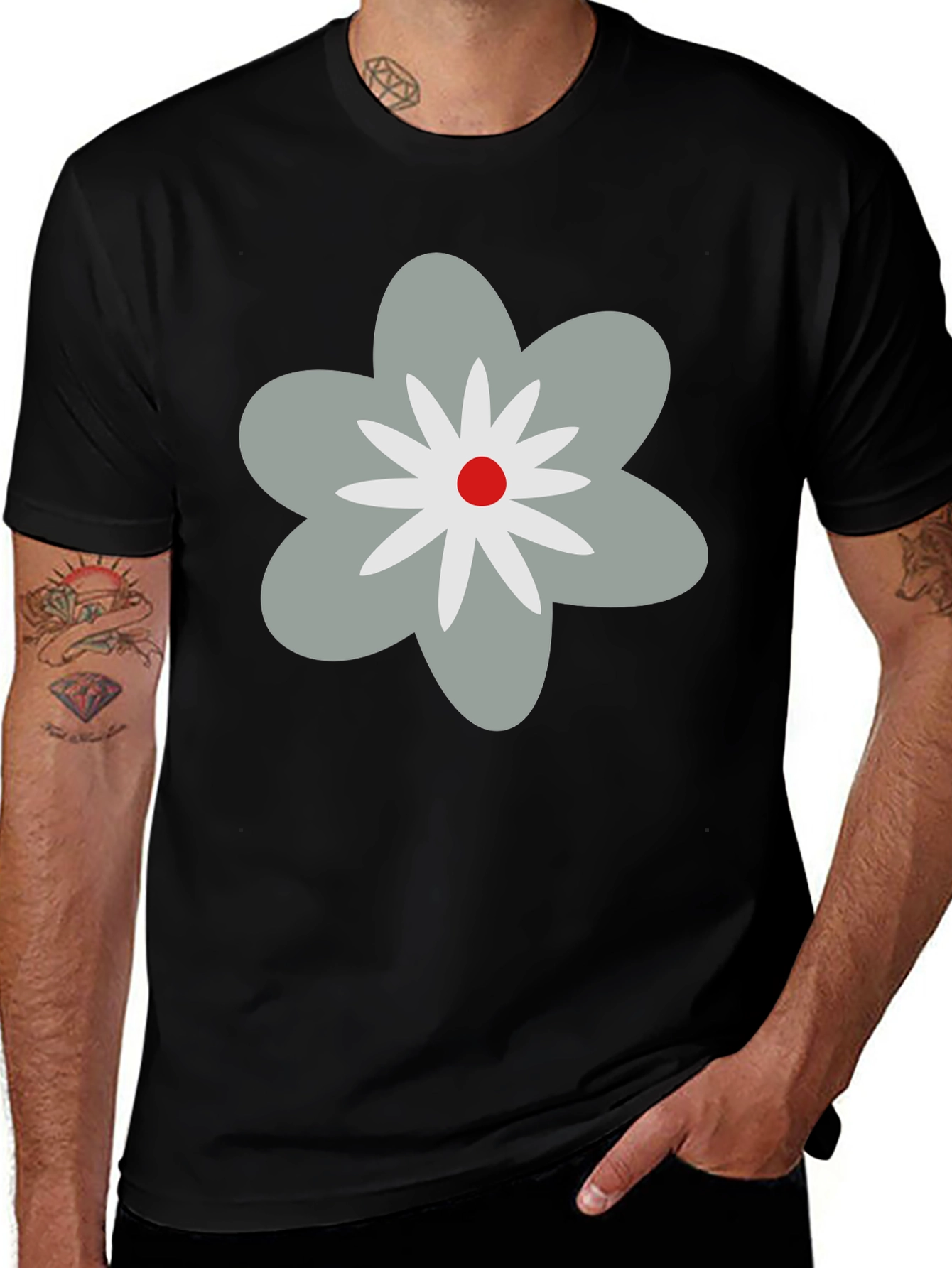 Floral Print Black T-Shirt