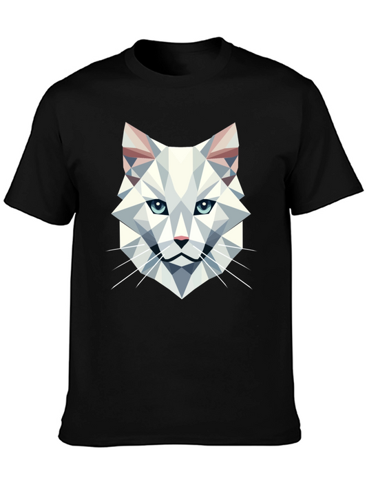 Geometric Cat T-Shirt - Modern Graphic Tee