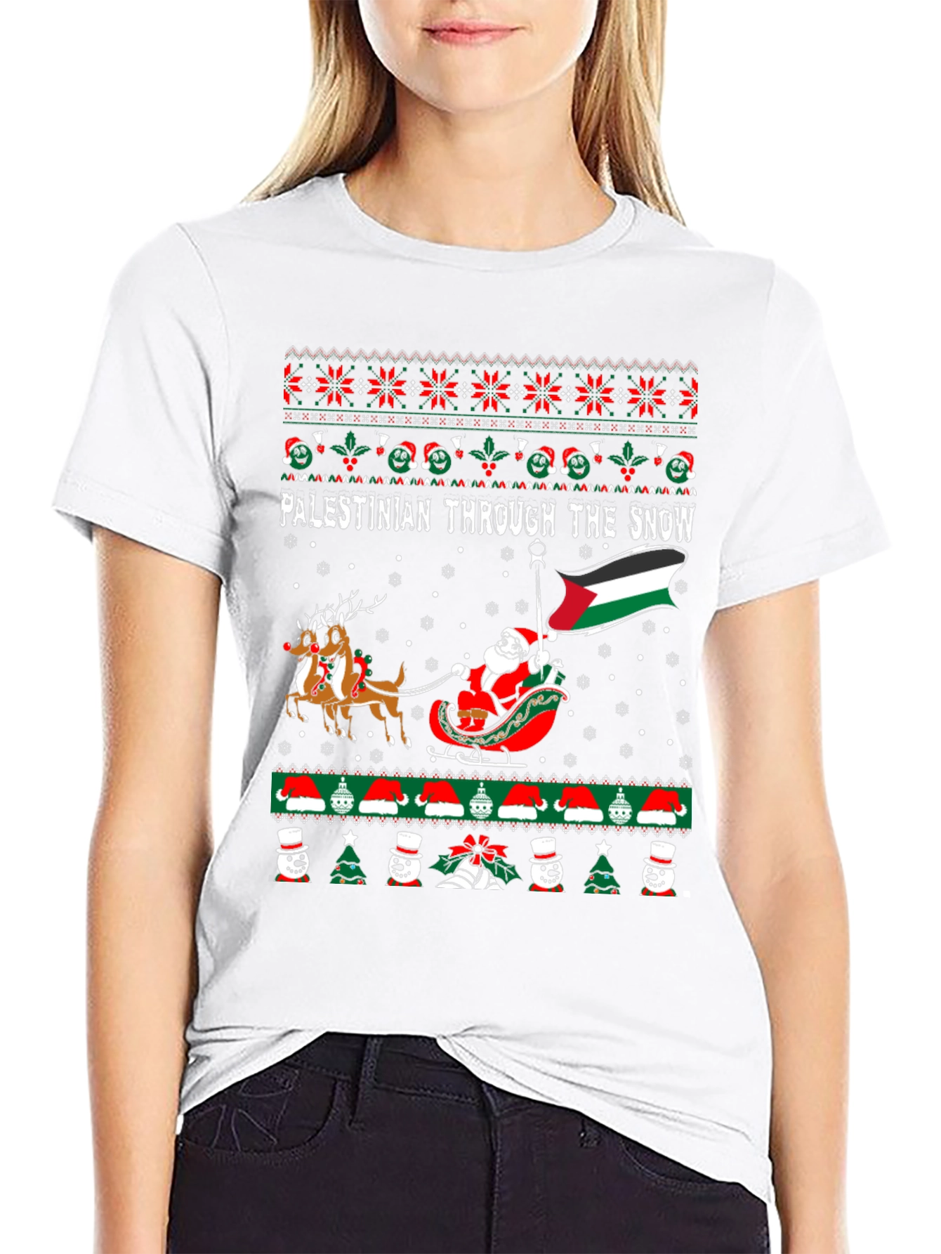 Palestine Christmas Santa Ugly T-Shirt