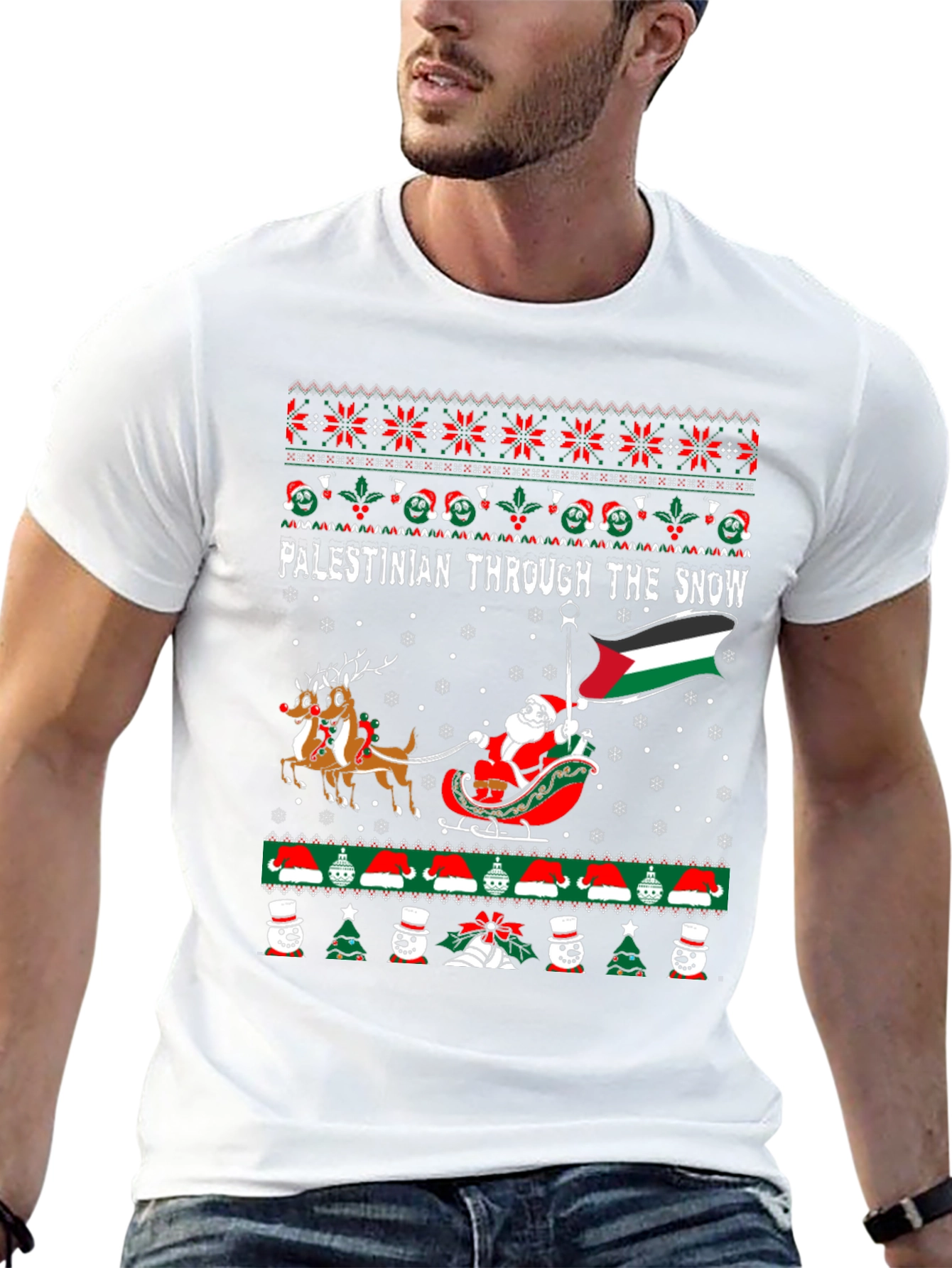 Palestine Christmas Santa Ugly T-Shirt