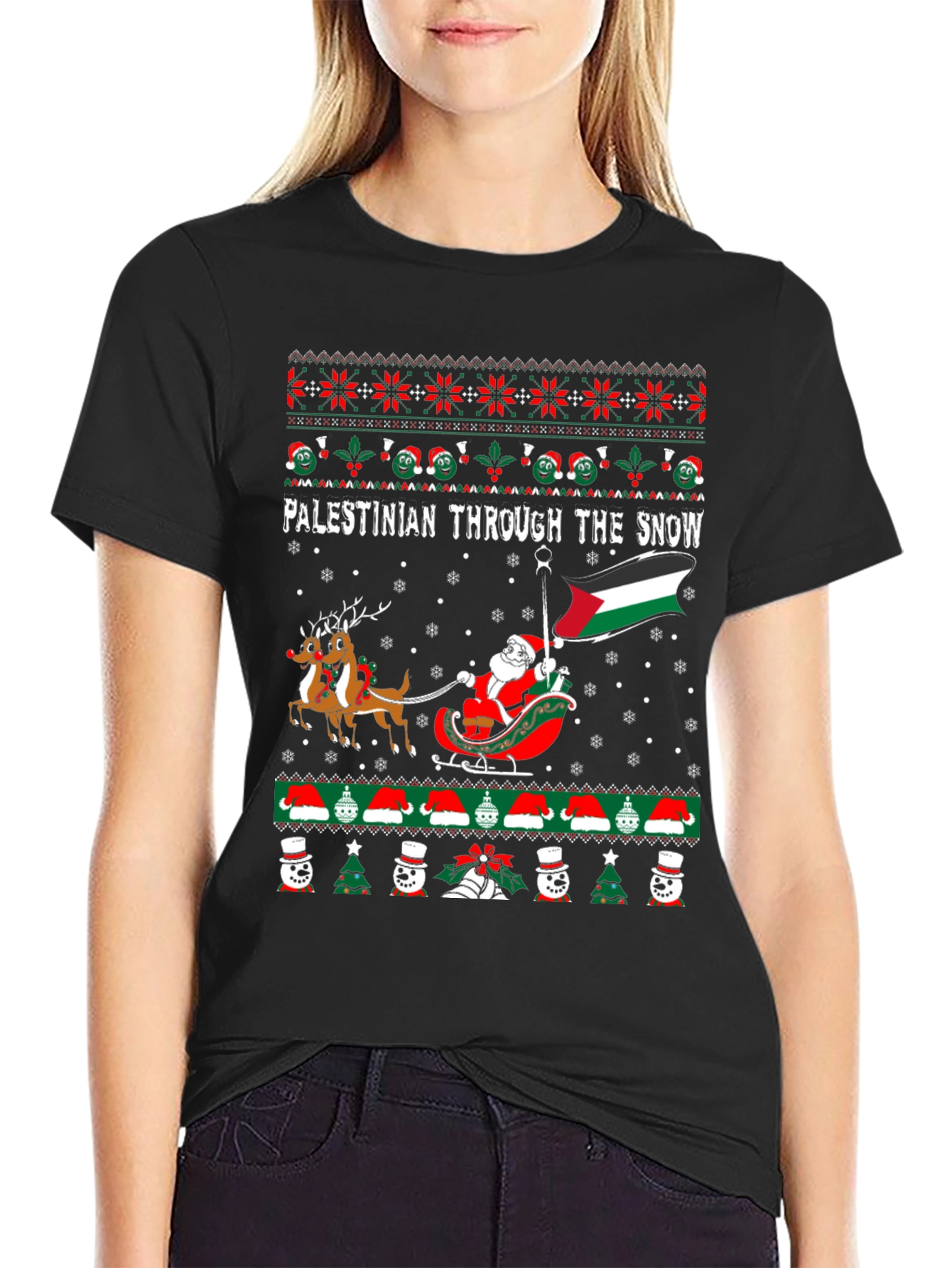 Palestine Christmas Santa Ugly T-Shirt