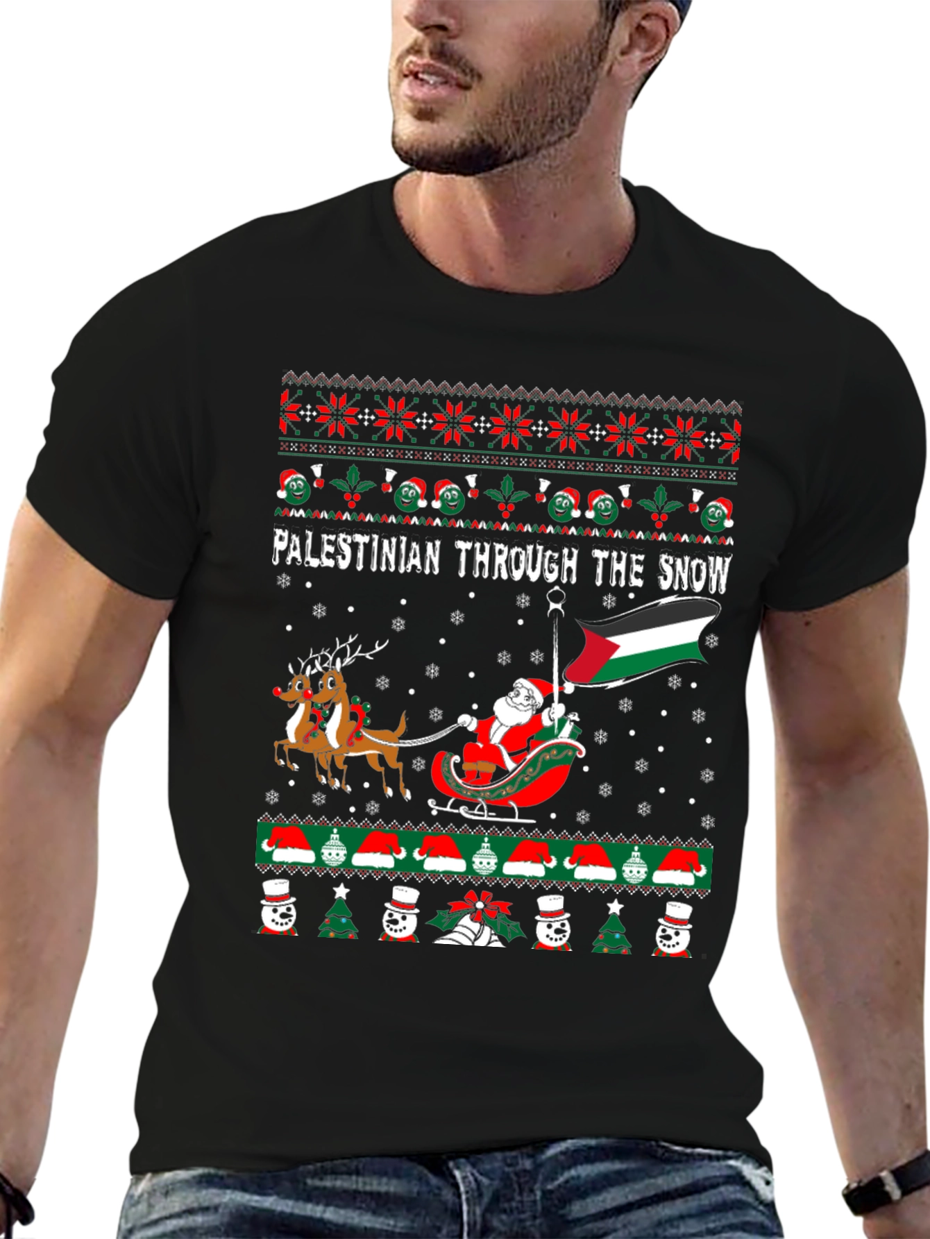 Palestine Christmas Santa Ugly T-Shirt