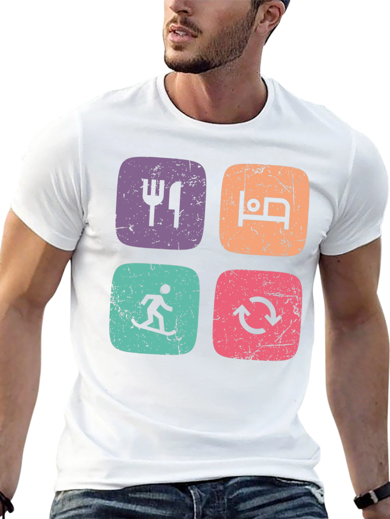 Eat Sleep Ski Repeat Graphic T-Shirt