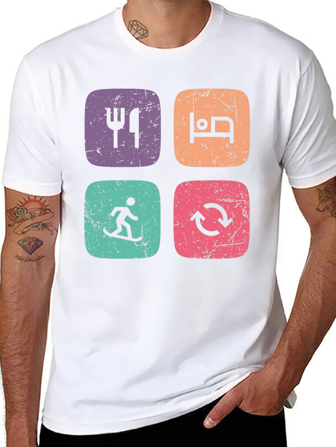 Eat Sleep Ski Repeat Graphic T-Shirt