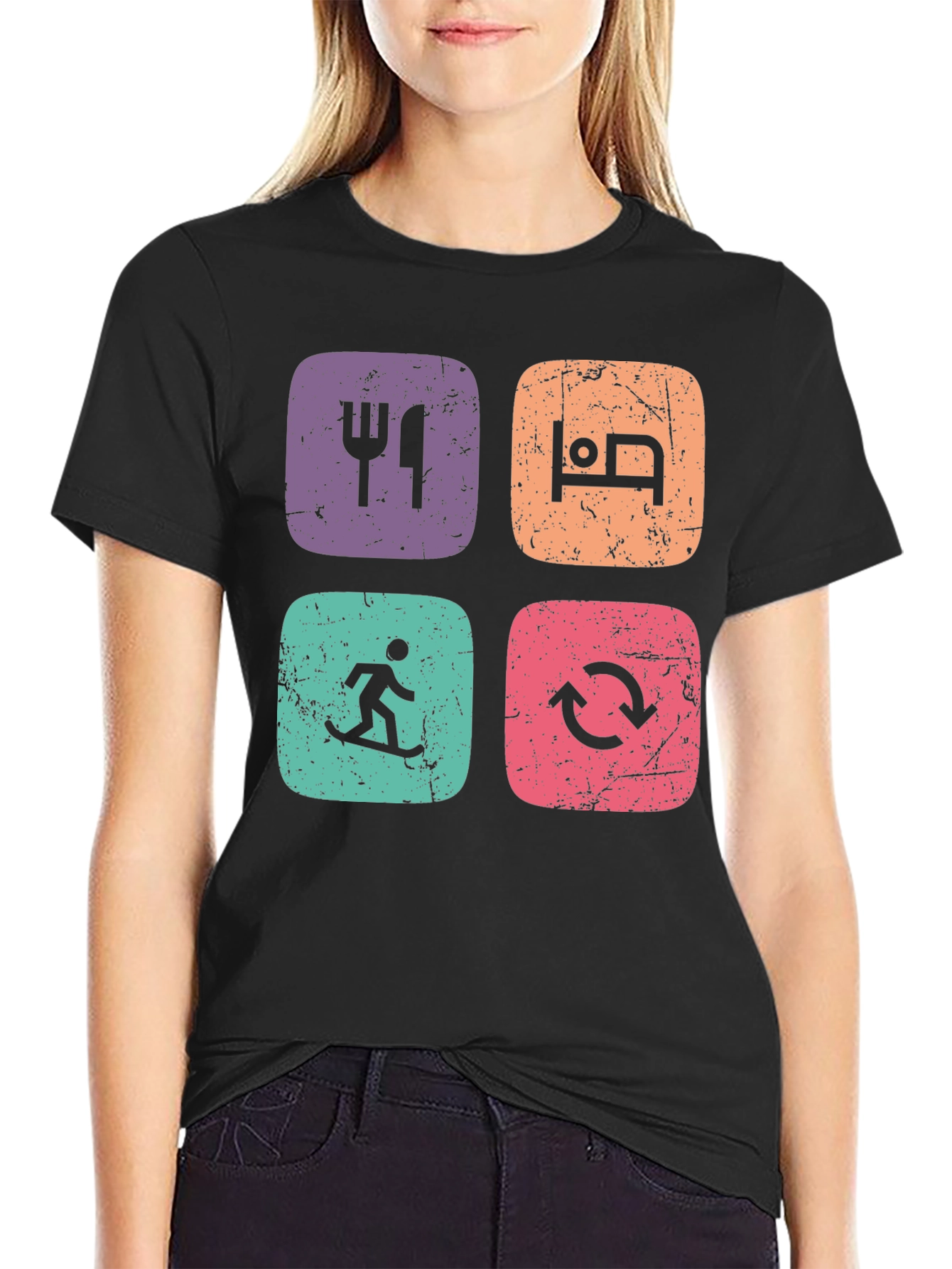 Eat Sleep Ski Repeat Graphic T-Shirt