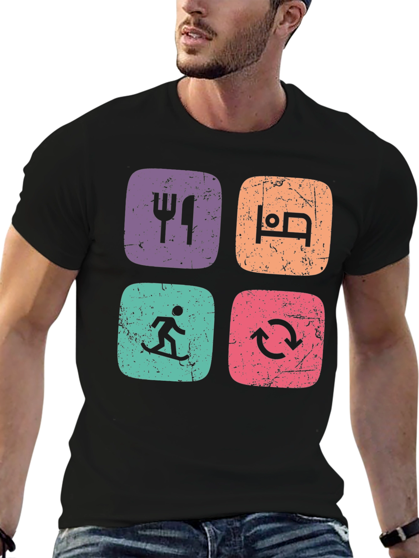 Eat Sleep Ski Repeat Graphic T-Shirt