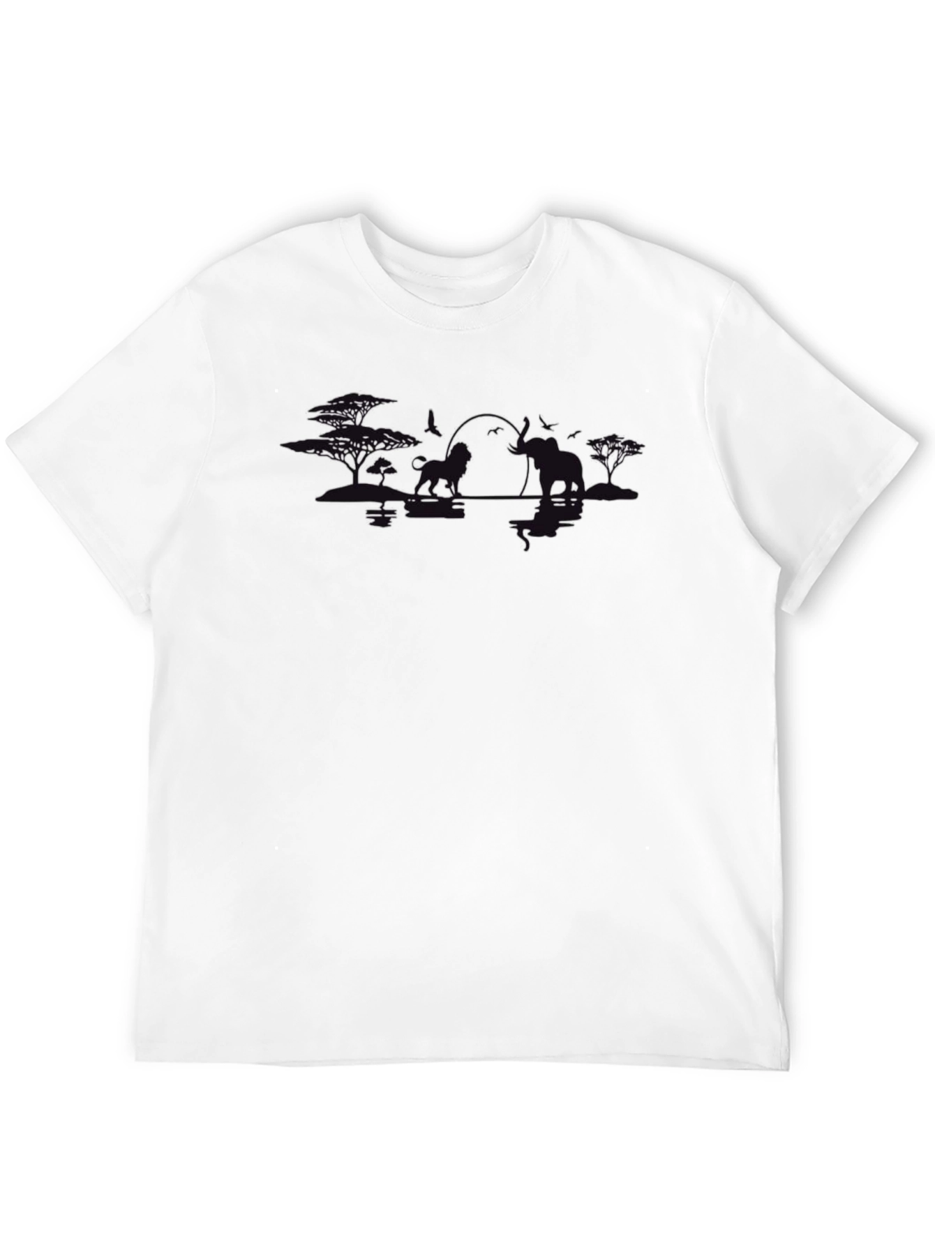 African Sunset Graphic Tee - Lion & Elephant T-Shirt