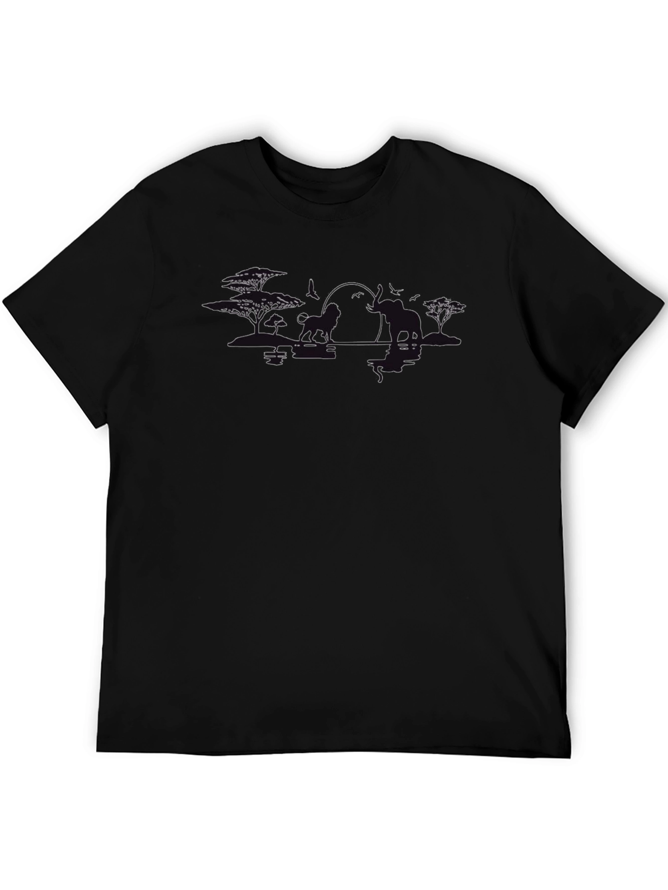 African Sunset Graphic Tee - Lion & Elephant T-Shirt
