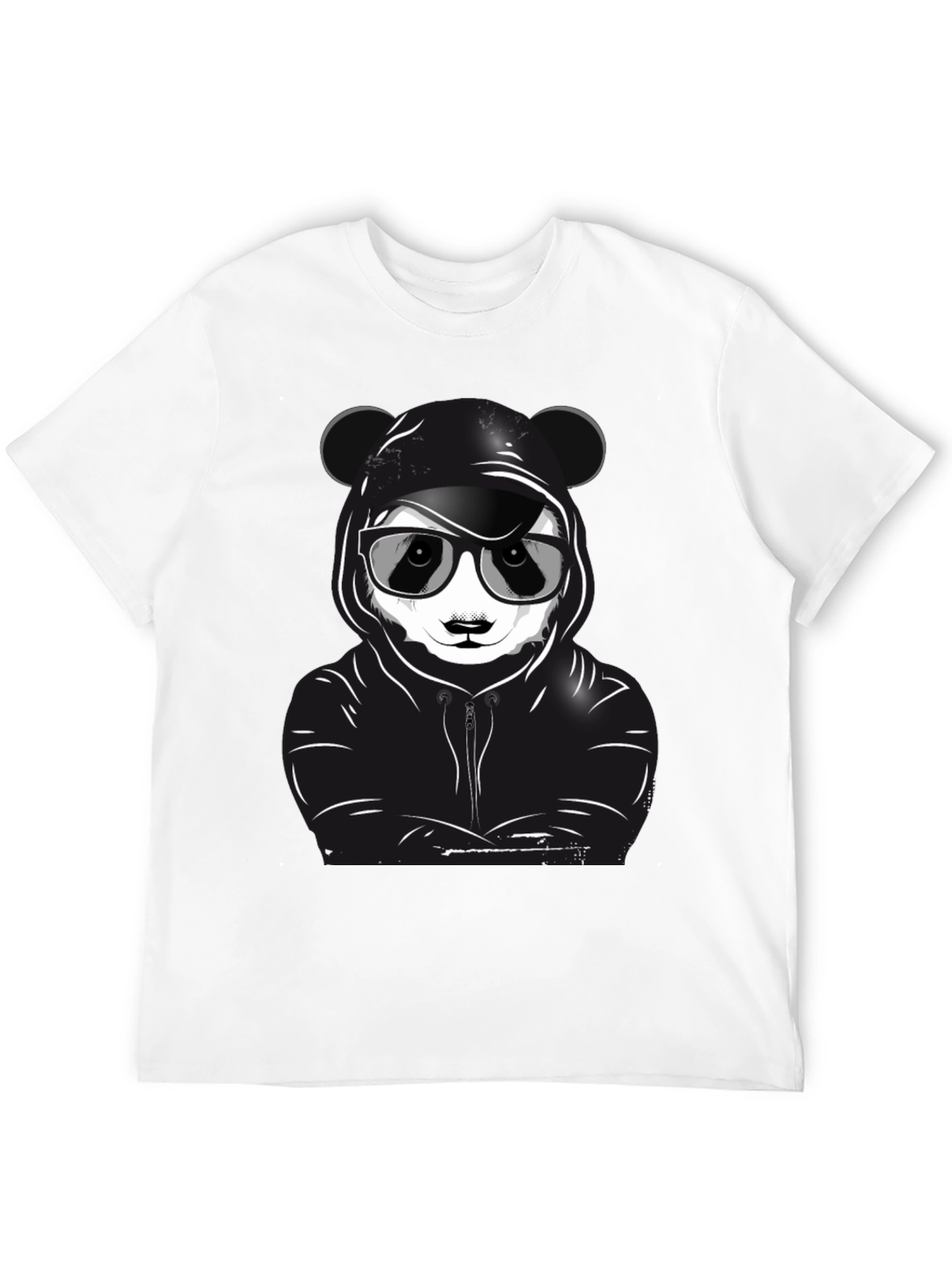 Cool Panda Graphic T-Shirt - Black Crew Neck Tee