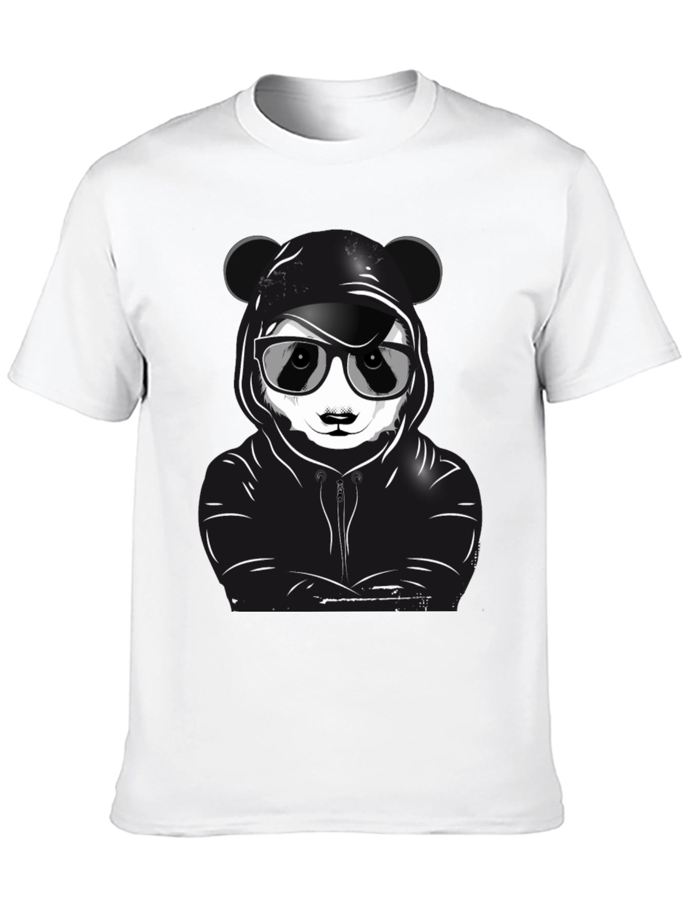 Cool Panda Graphic T-Shirt - Black Crew Neck Tee