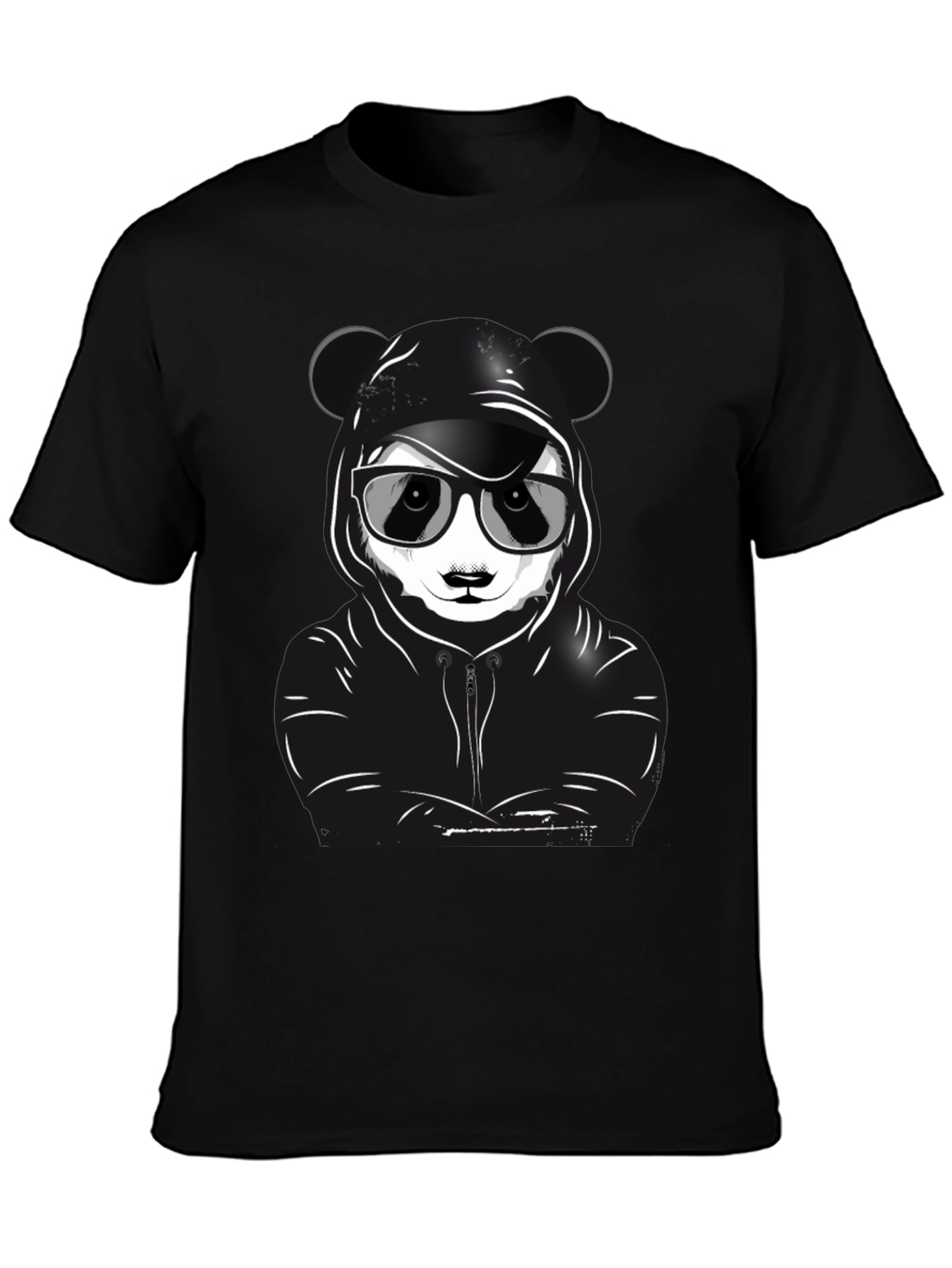 Cool Panda Graphic T-Shirt - Black Crew Neck Tee