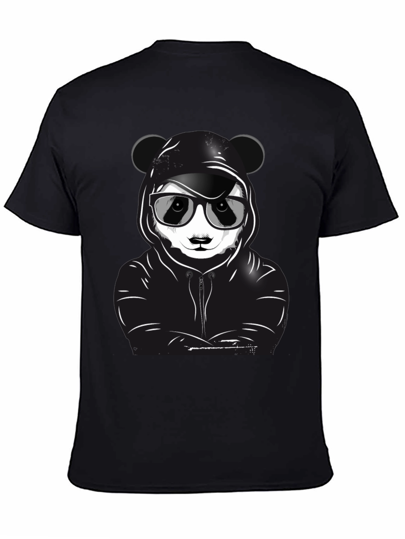 Cool Panda Graphic T-Shirt - Black Crew Neck Tee