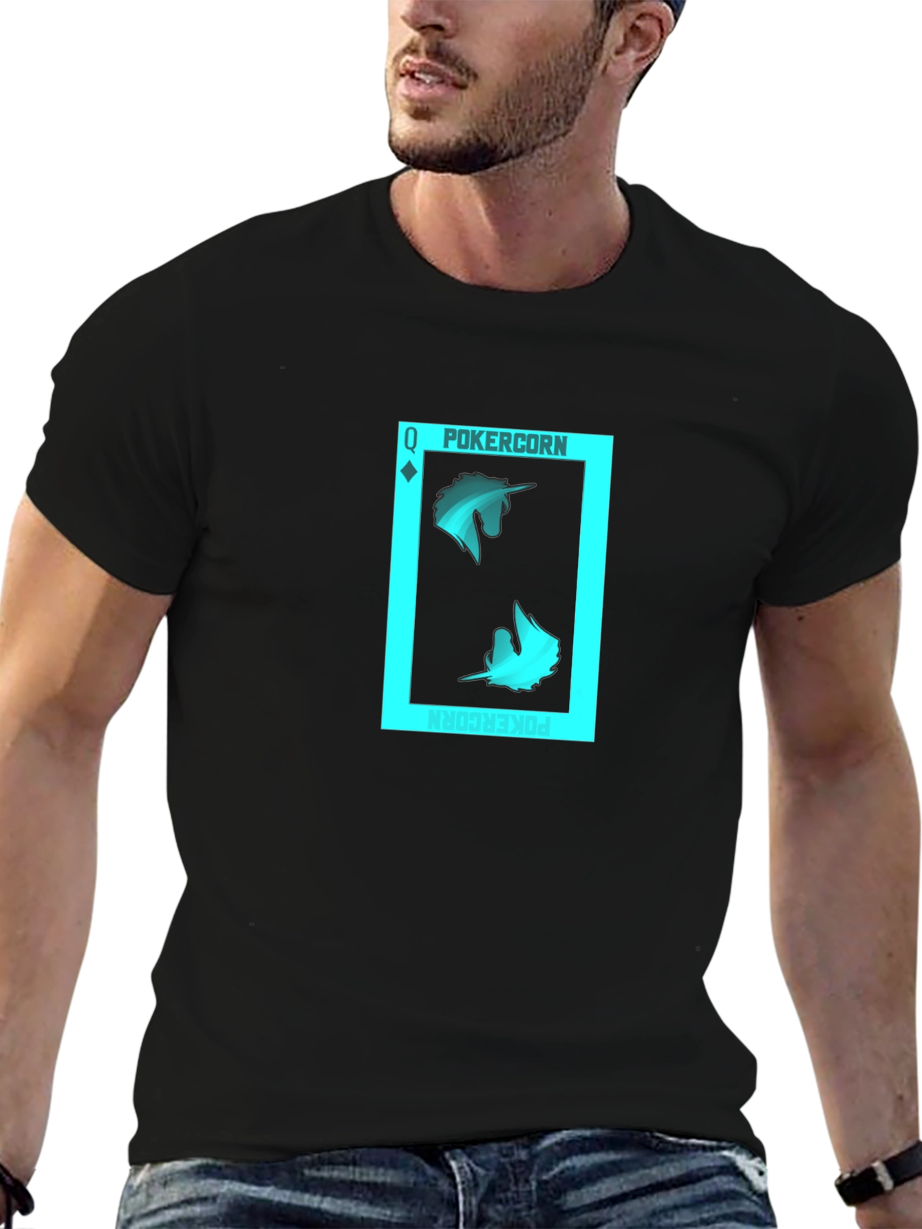 PokerCORN Queen Black T-Shirt