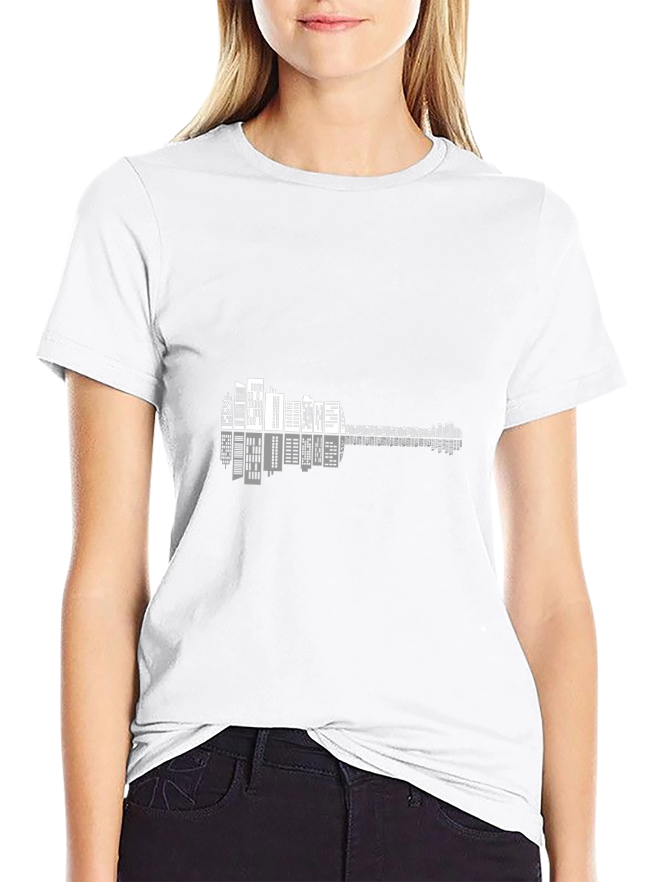 Cityscape Guitar Graphic Tee - Black