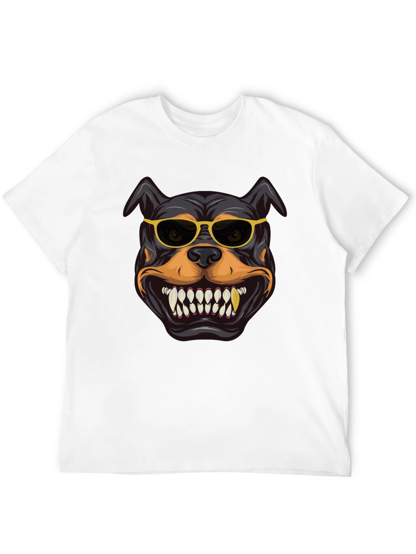 Cool Rottweiler Graphic Tee - Black Cotton Shirt