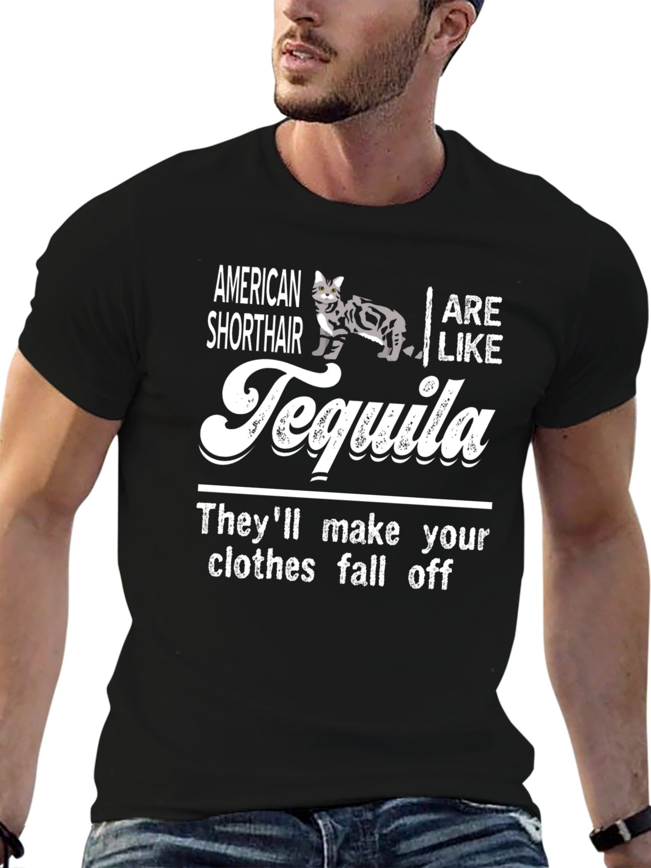 American Shorthair Tequila Graphic T-Shirt