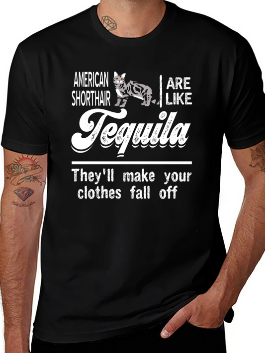 American Shorthair Tequila Graphic T-Shirt