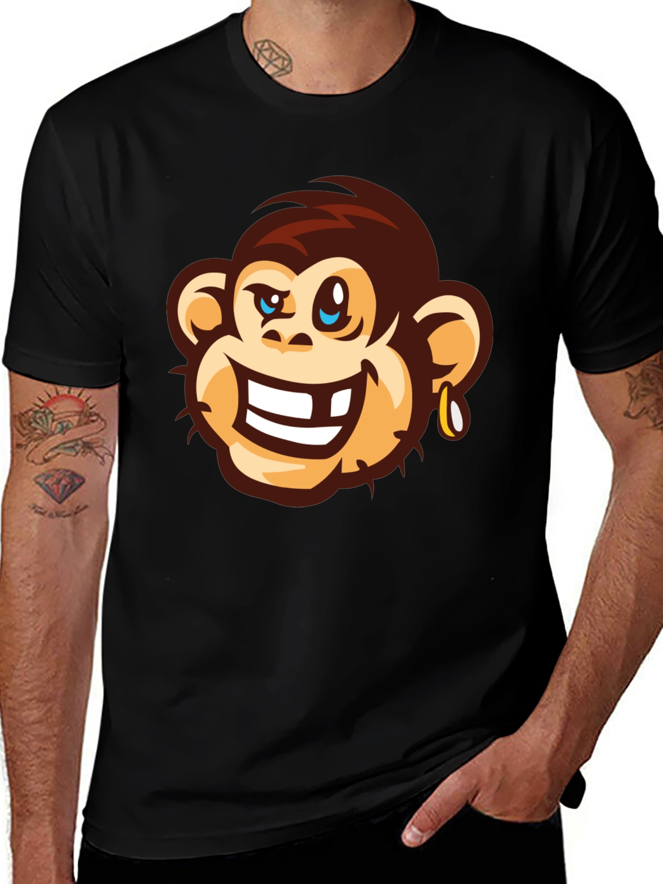 Cool Monkey Graphic Tee - Black Cotton T-Shirt