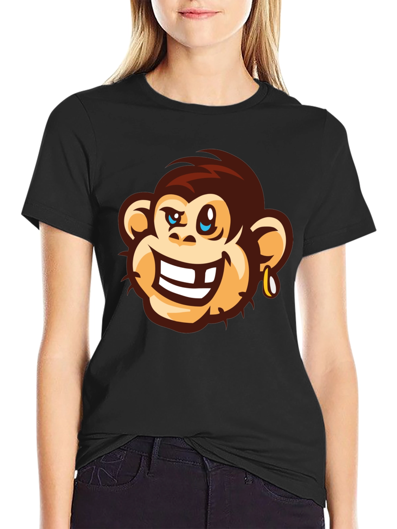 Cool Monkey Graphic Tee - Black Cotton T-Shirt