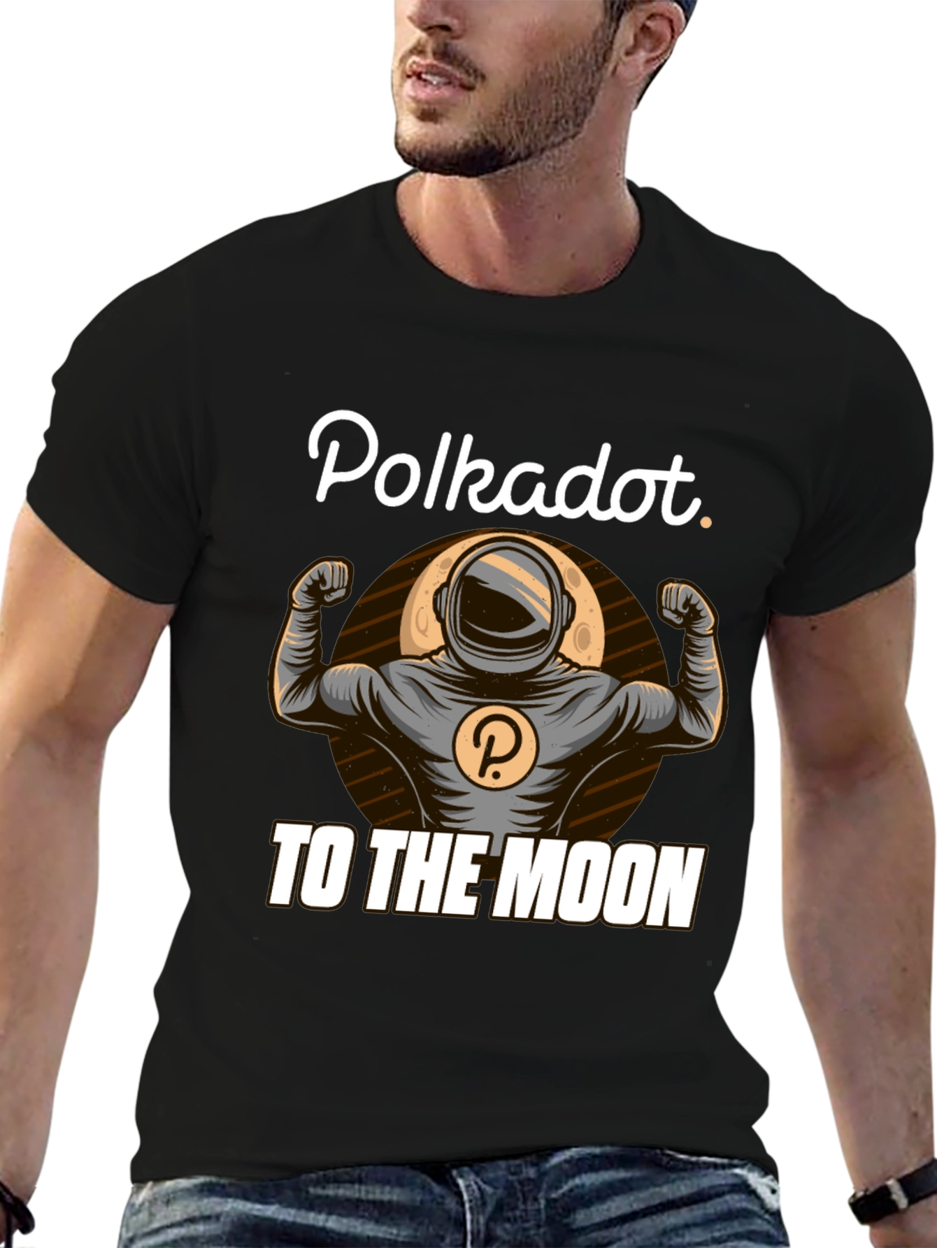 Polkadot To The Moon Black T-Shirt